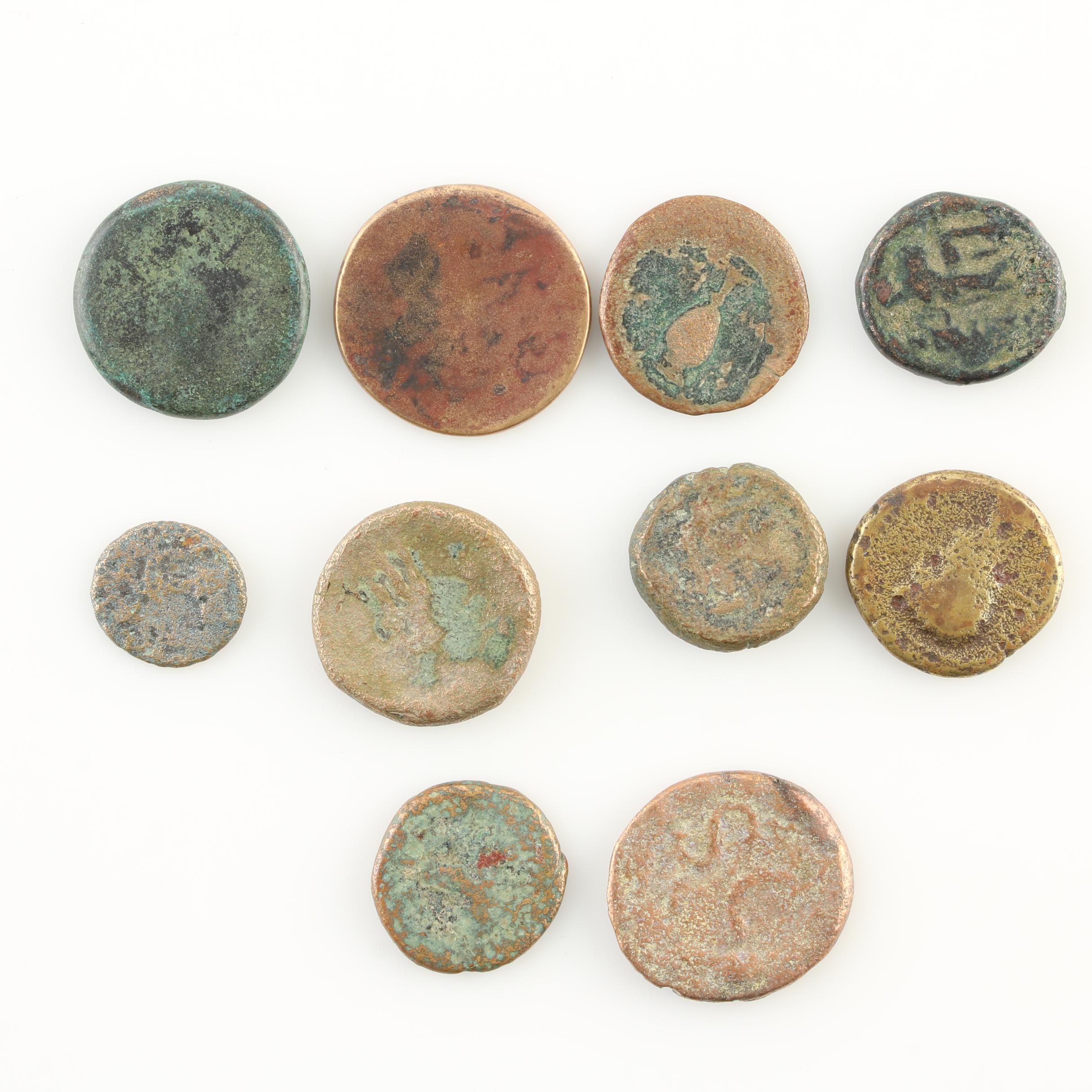 Ten Ancient Greek Bronze Coins