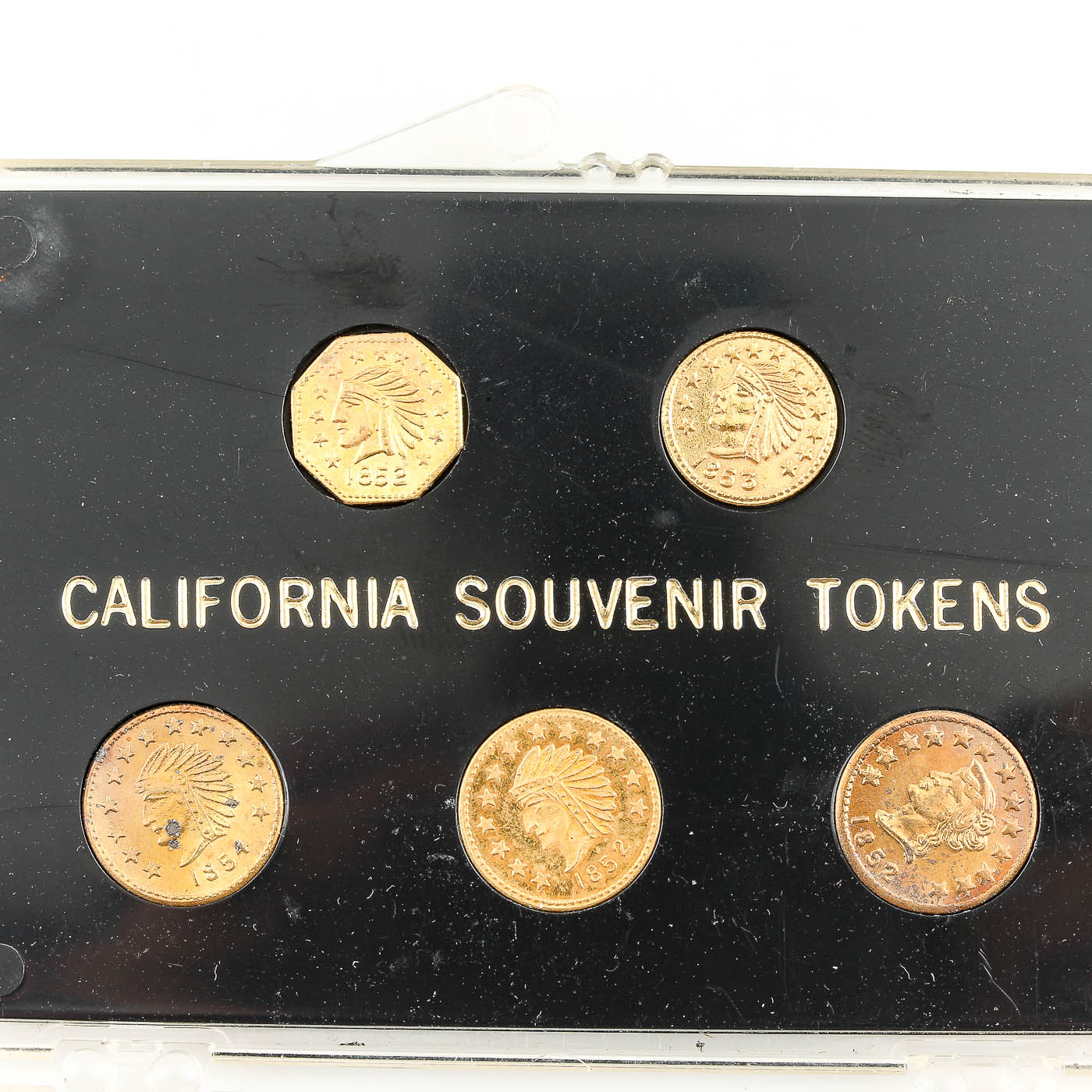 Group of Five Replica Souvenir California Gold Tokens