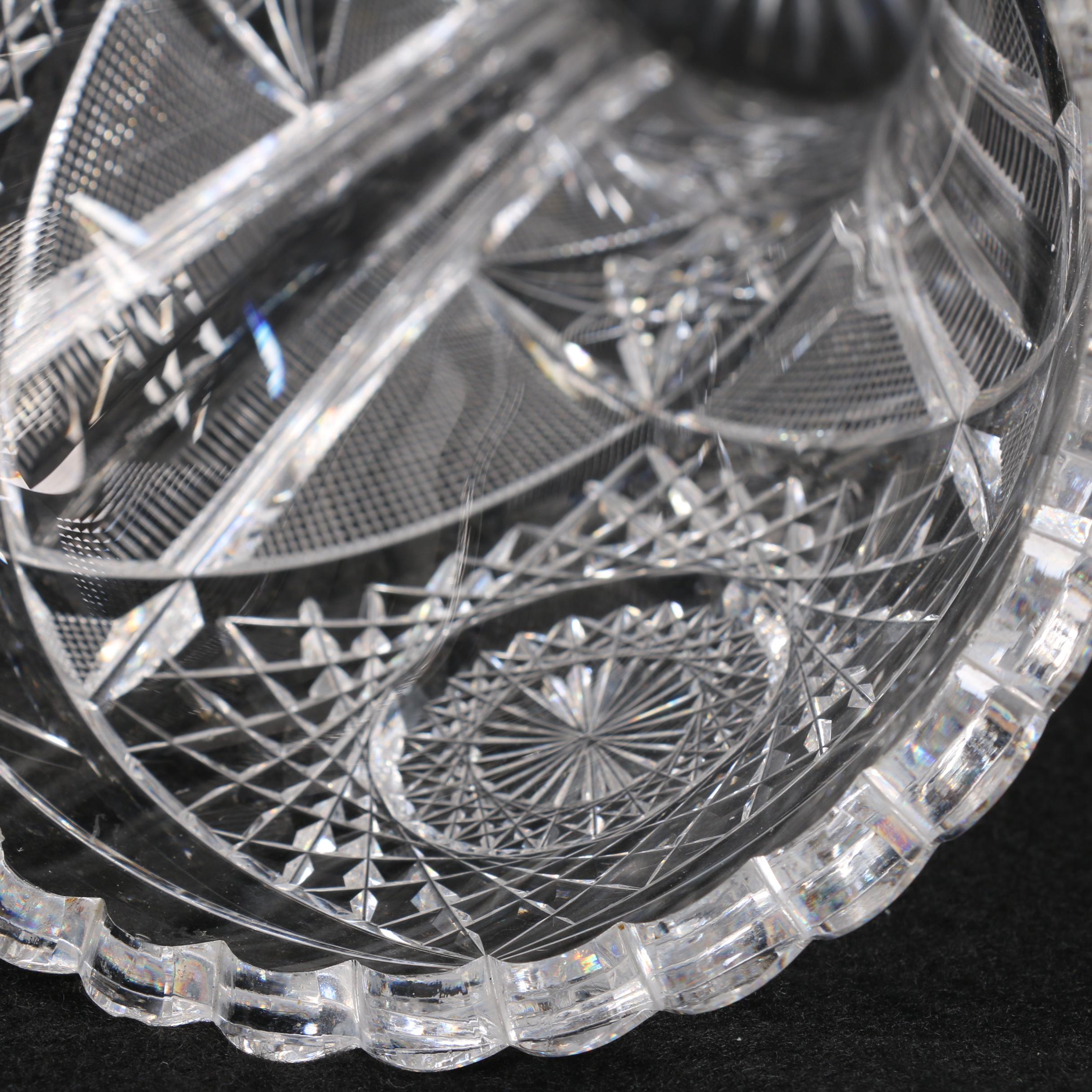 American Brilliant Period Cut Glass Strawberry and Star-Cut Vase