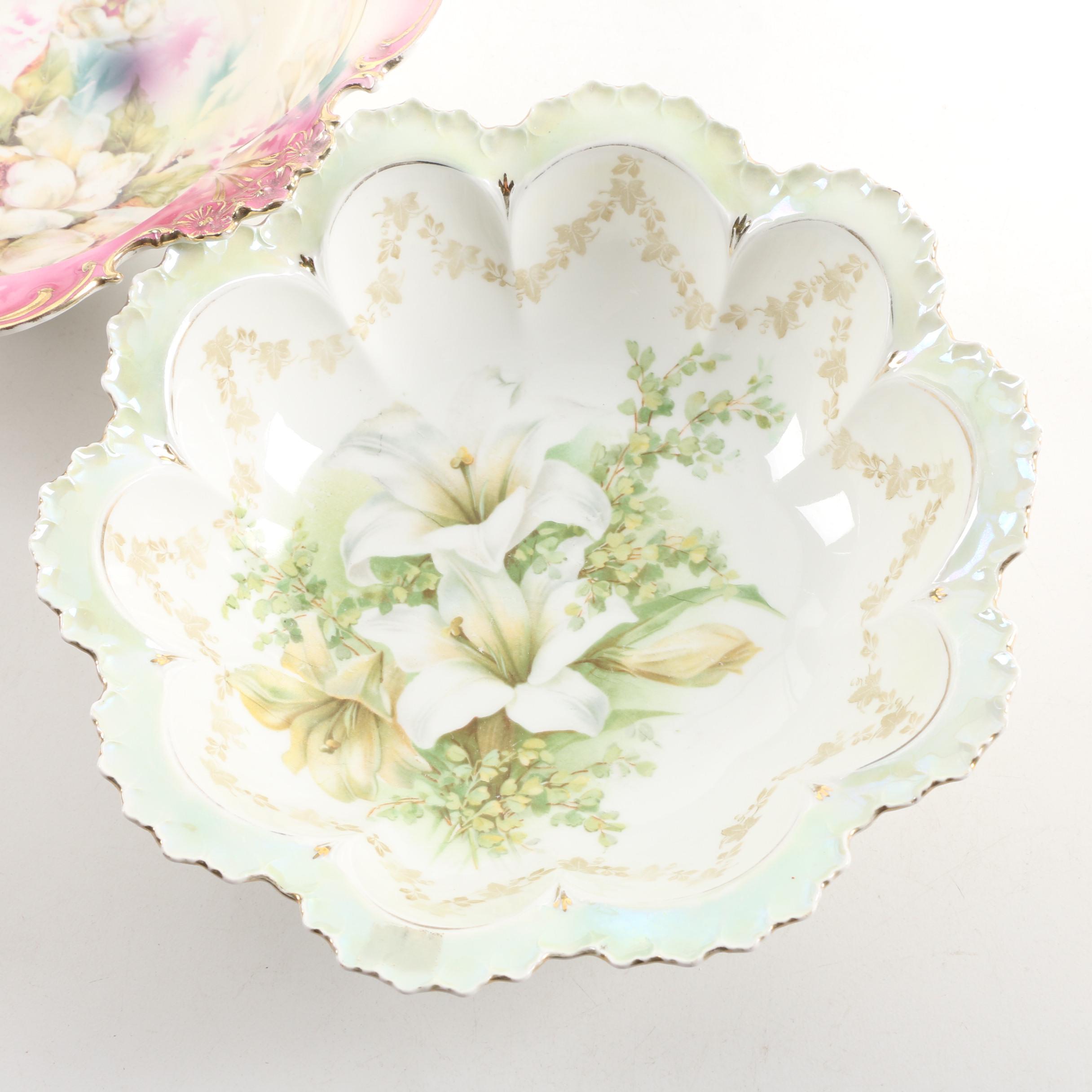 Antique RS Prussia Hand-Painted Porcelain Serving Bowls