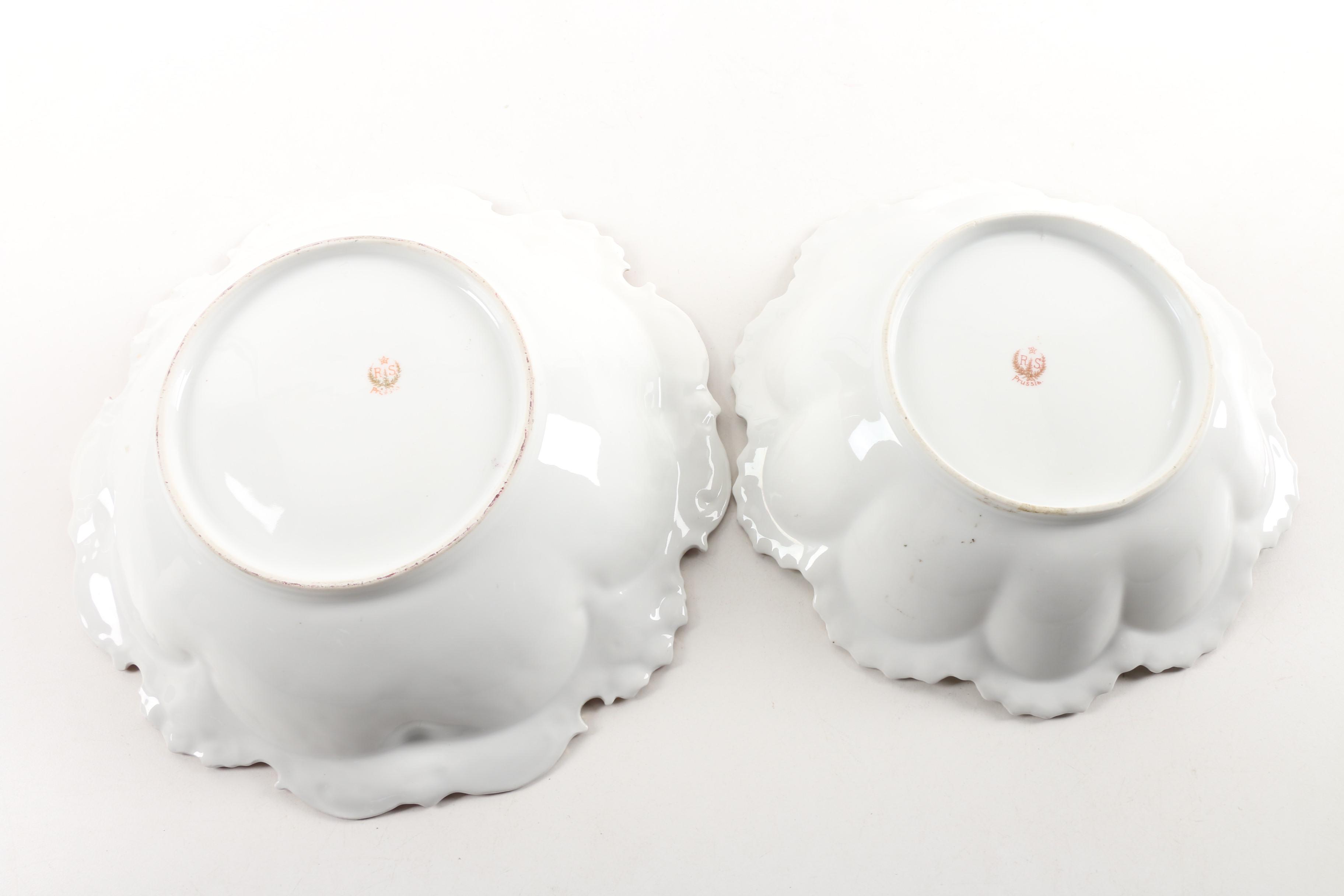 Antique RS Prussia Hand-Painted Porcelain Serving Bowls