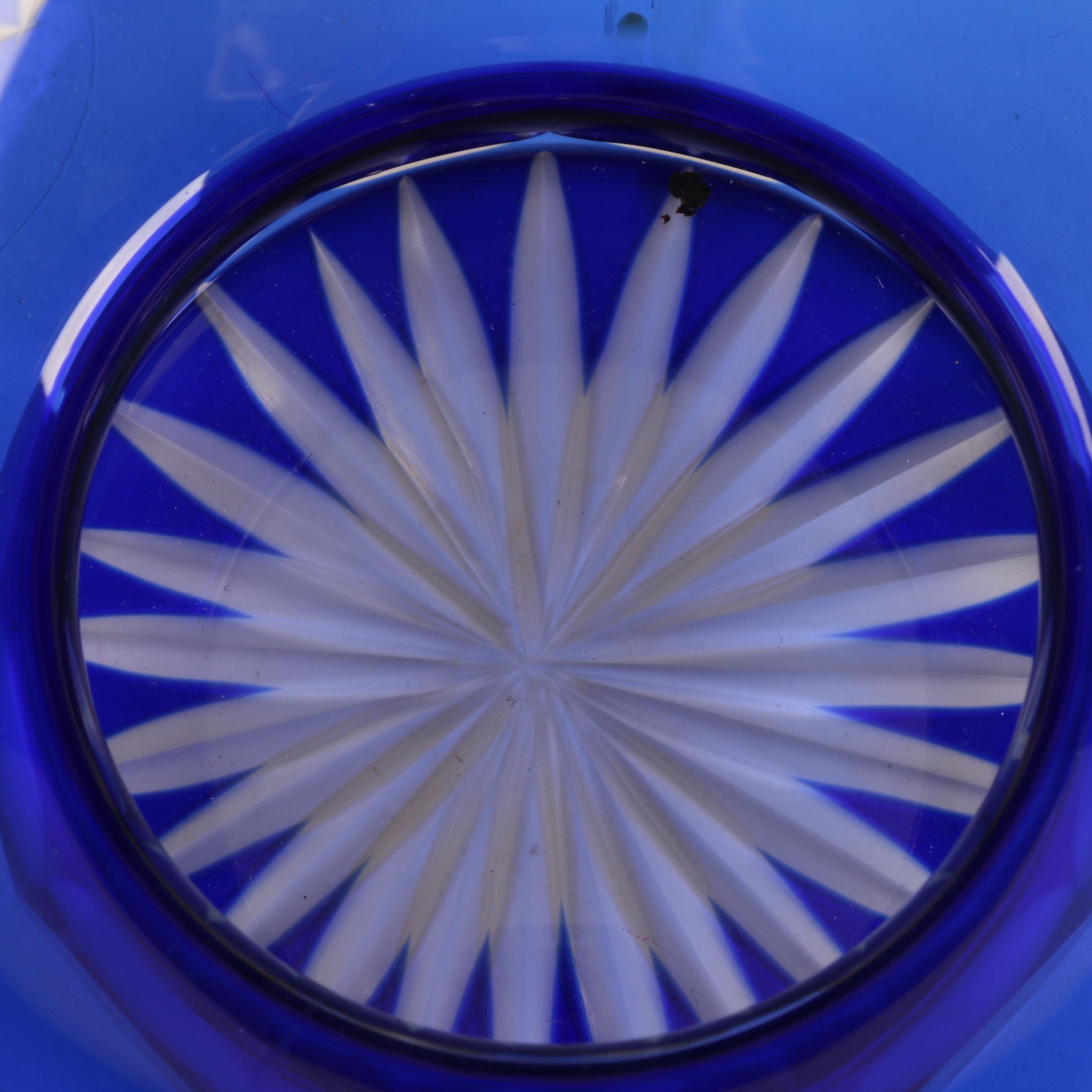 U.S.S.R. Bohemian Style Cased Blue Cut to Clear Crystal Bowl