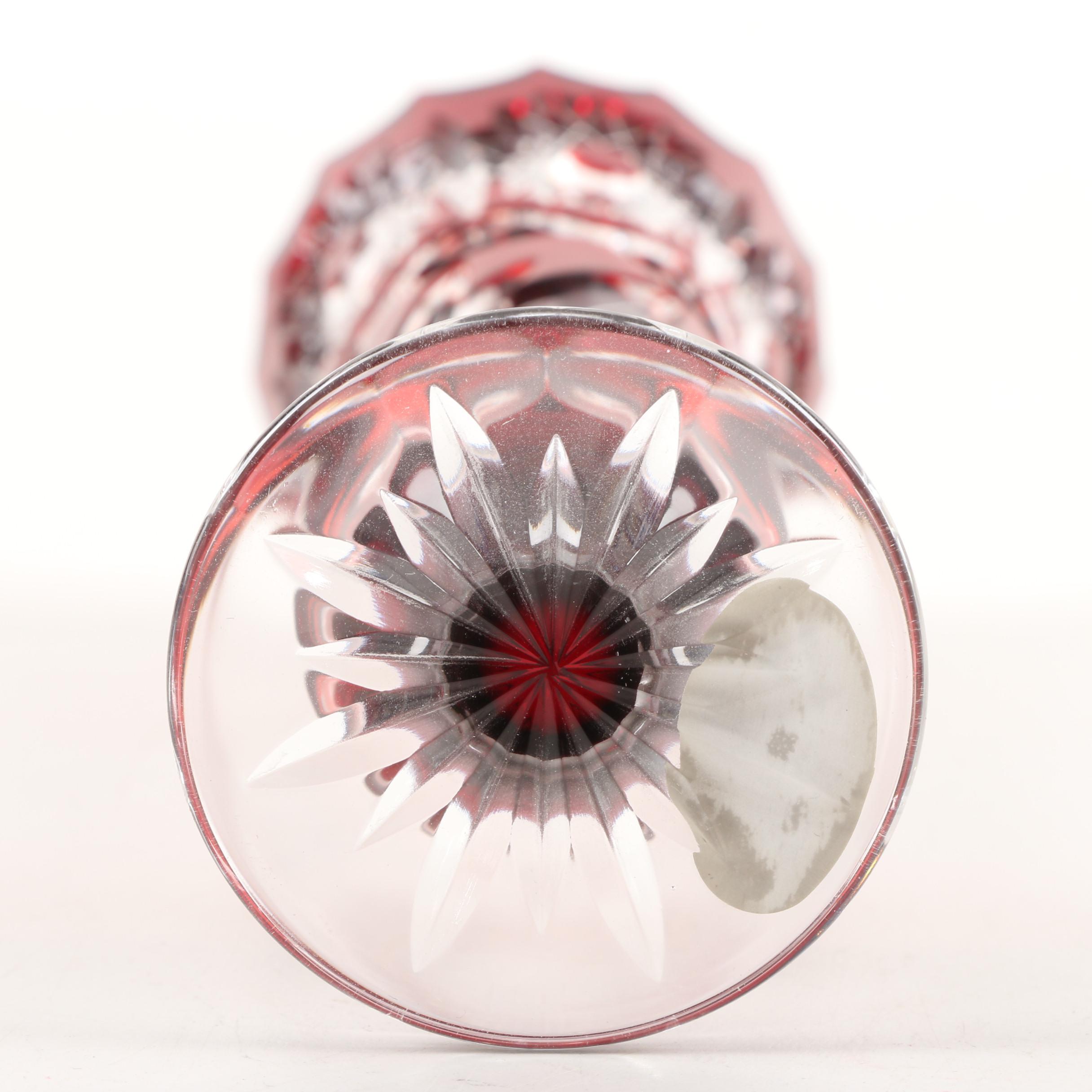 Vintage Callisto Classic Cased Ruby Cut to Clear Lead Crystal Vases