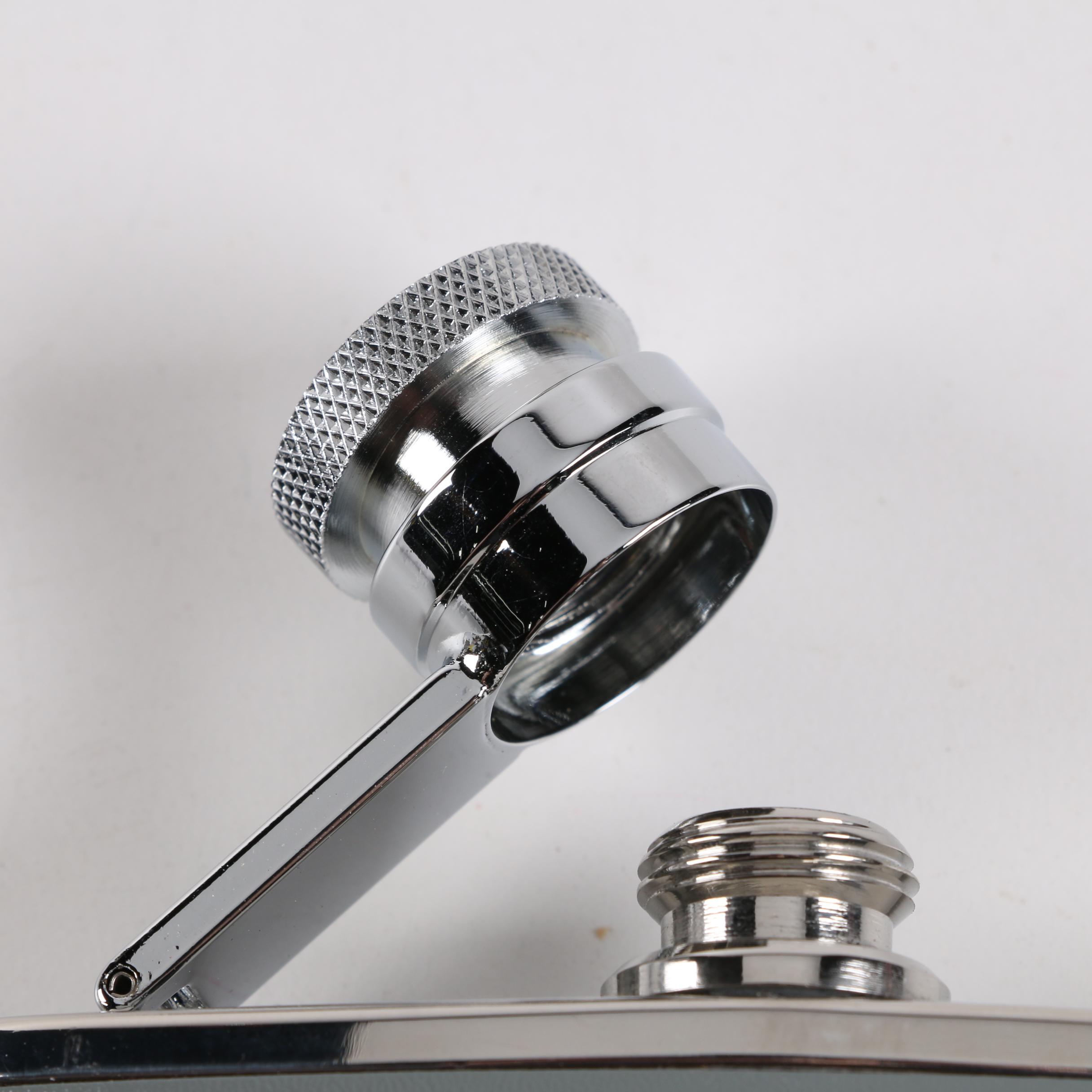 Vintage British Airways Concorde Stainless Steel and Leather Hip Flasks