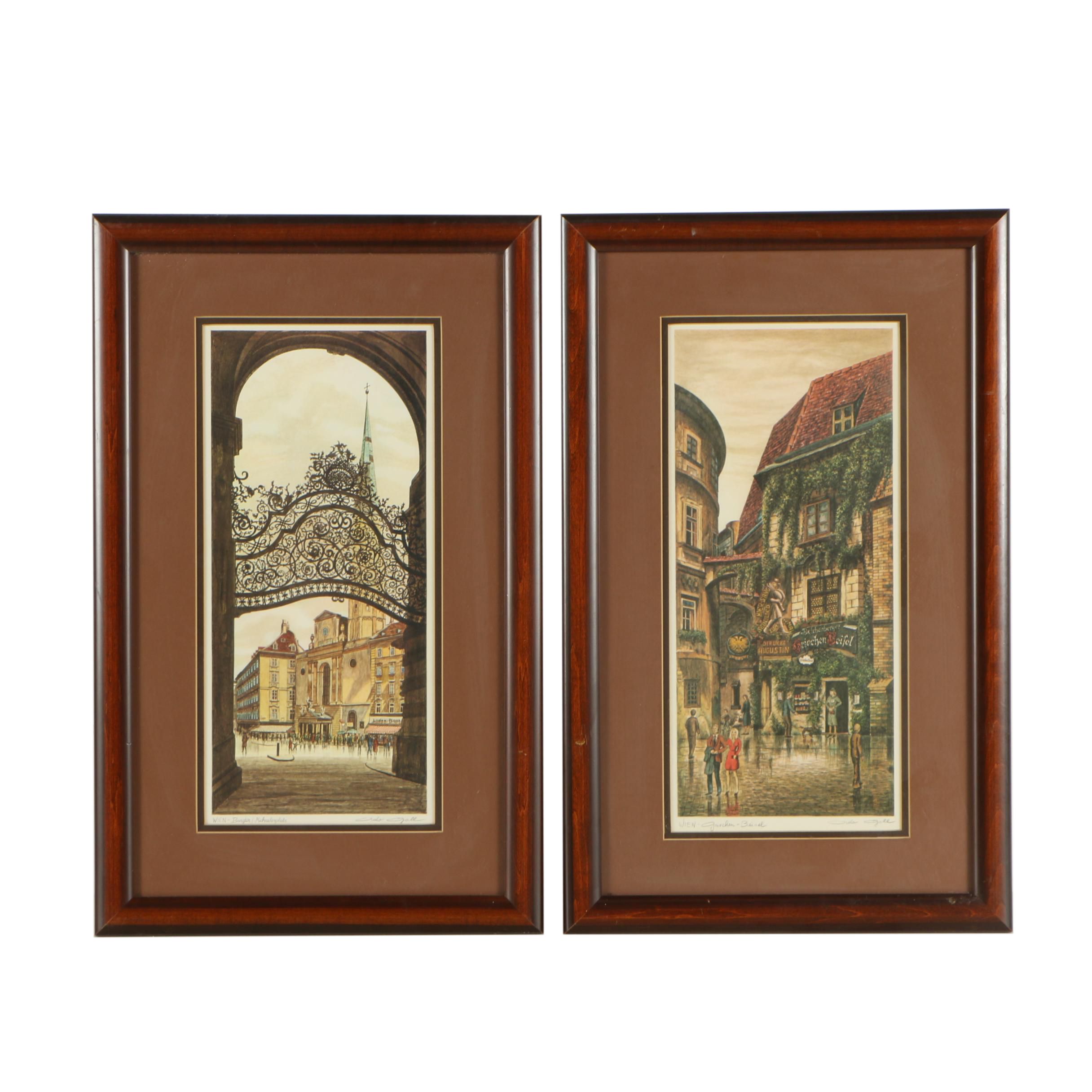 Color Lithographic Prints of Vienna