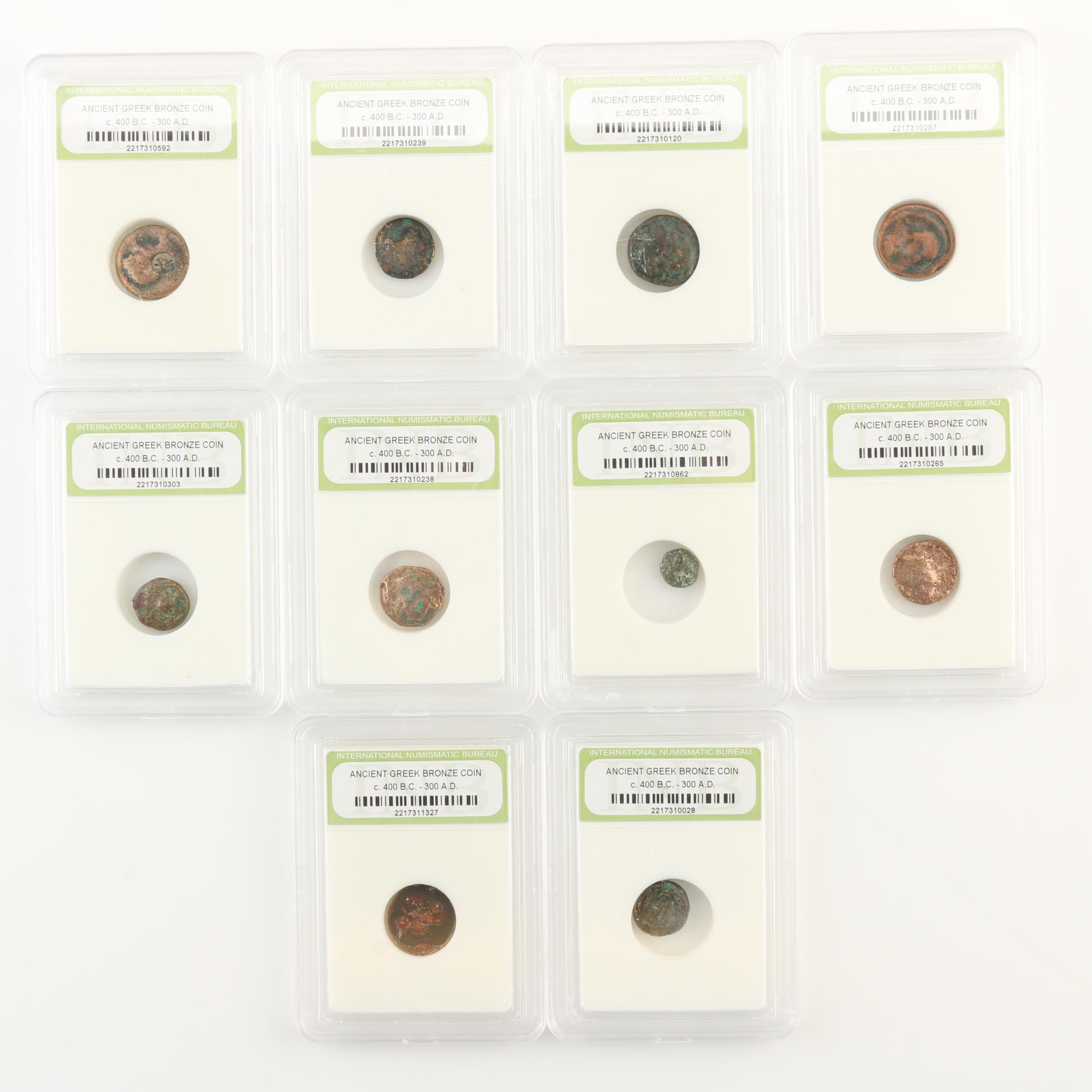 Ten Ancient Greek Bronze Coins