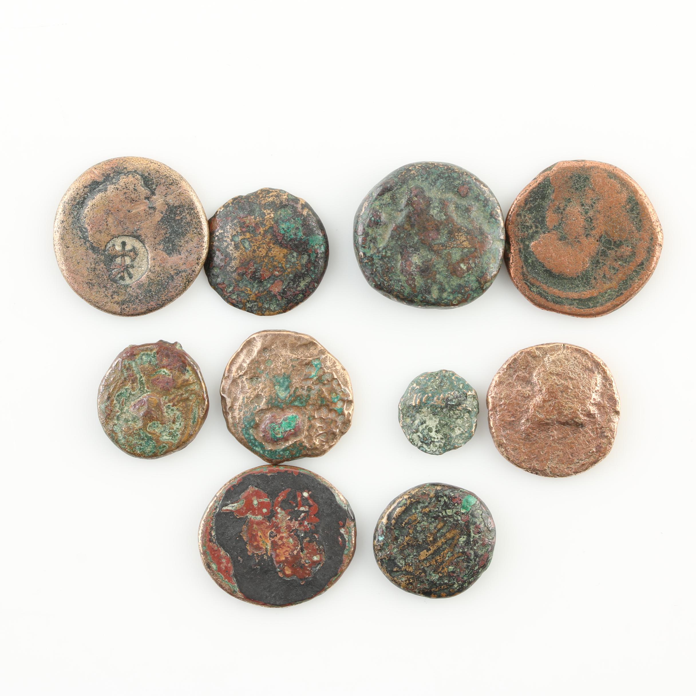 Ten Ancient Greek Bronze Coins