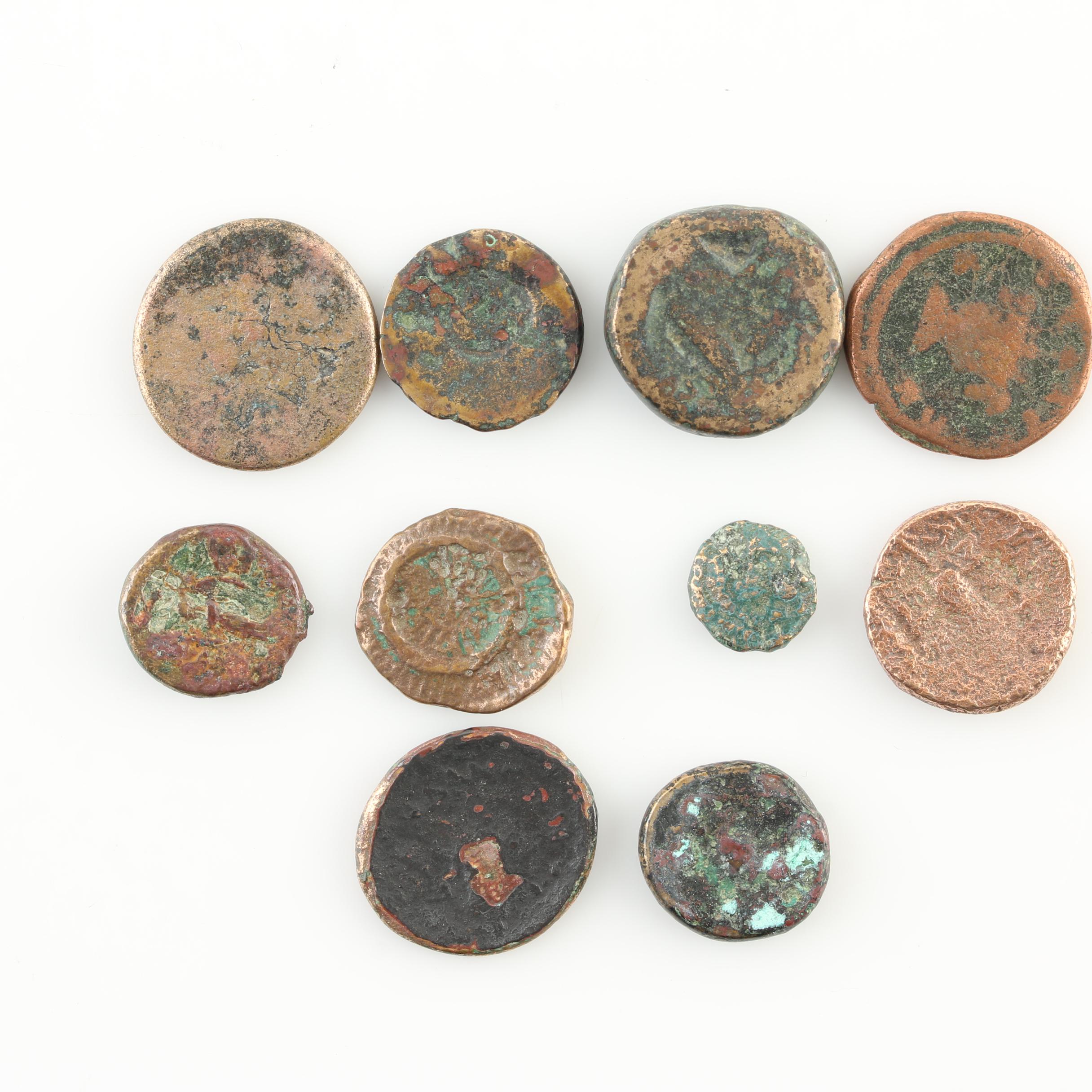 Ten Ancient Greek Bronze Coins