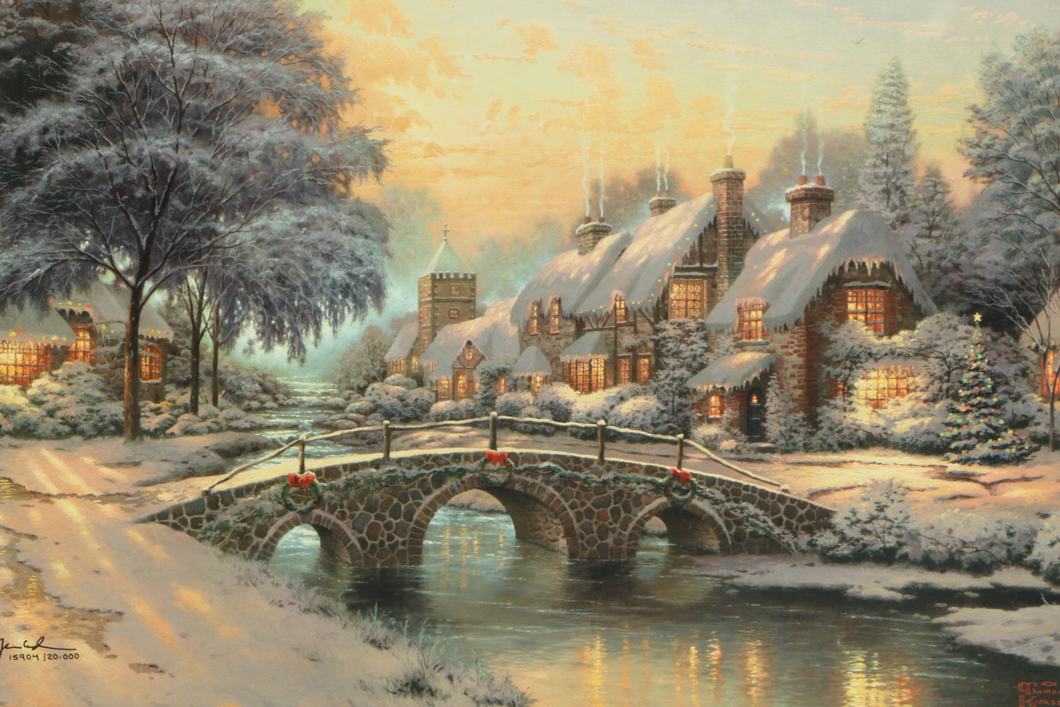 Thomas Kinkade Limited Edition Offset Lithograph "Cobblestone Lane VI"