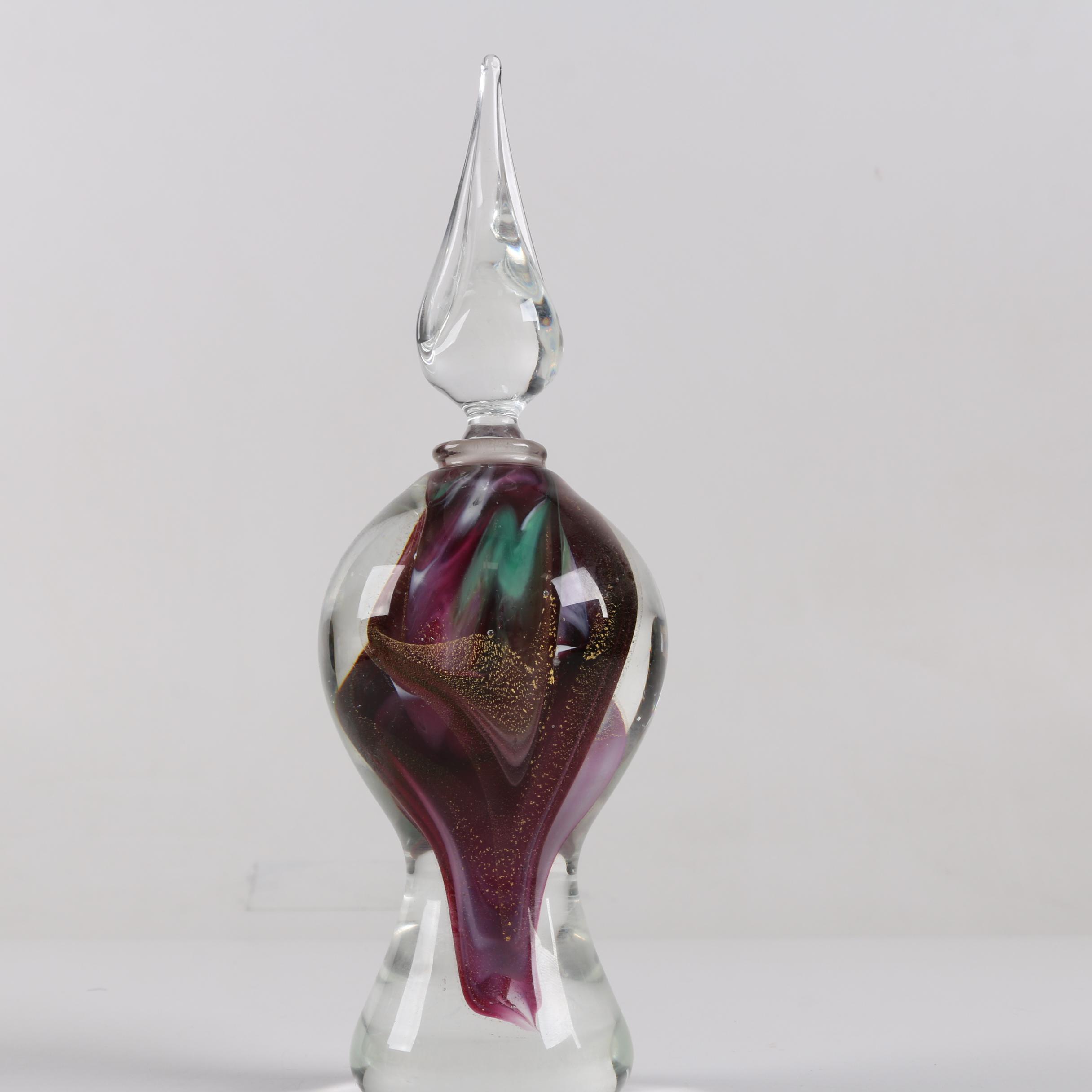 Large Signed Aventurine Art Glass Bottle