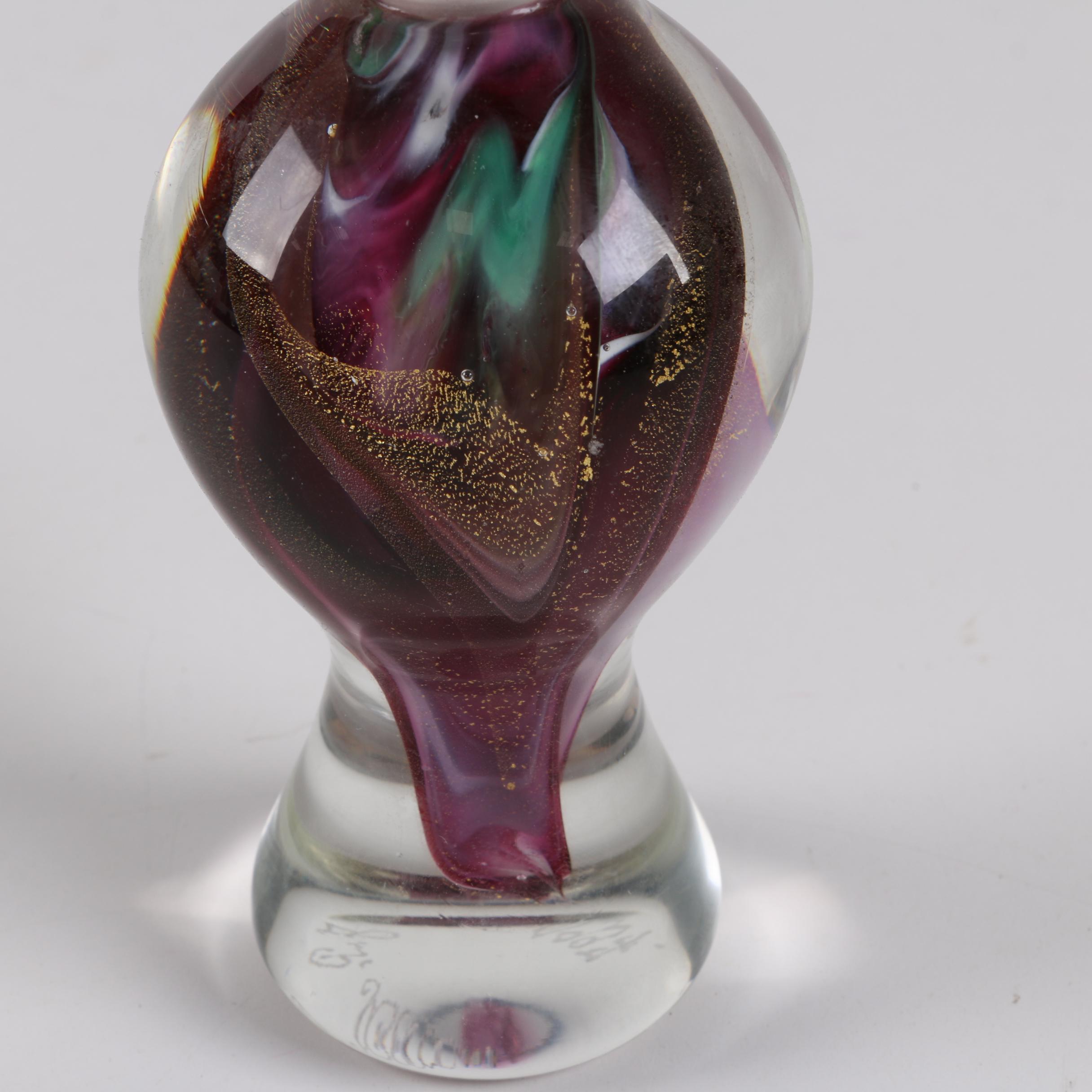 Large Signed Aventurine Art Glass Bottle