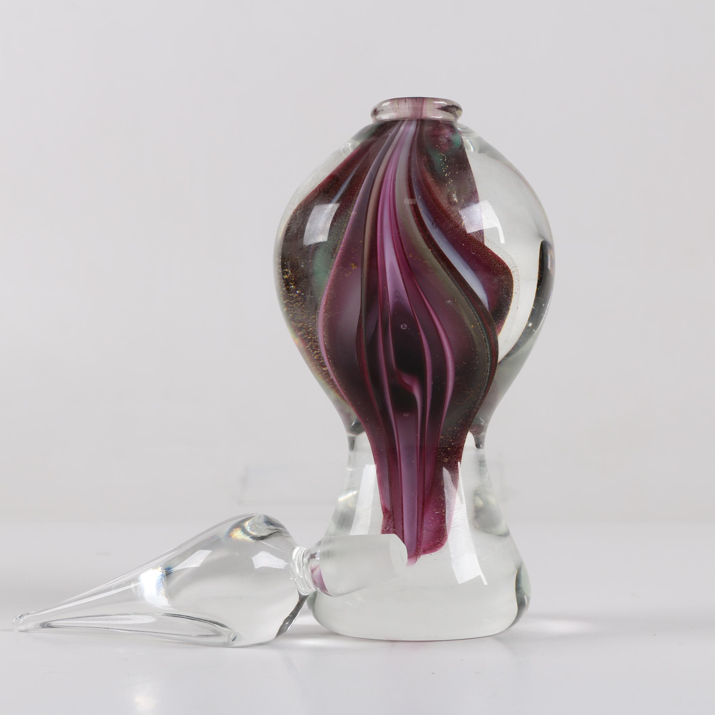 Large Signed Aventurine Art Glass Bottle