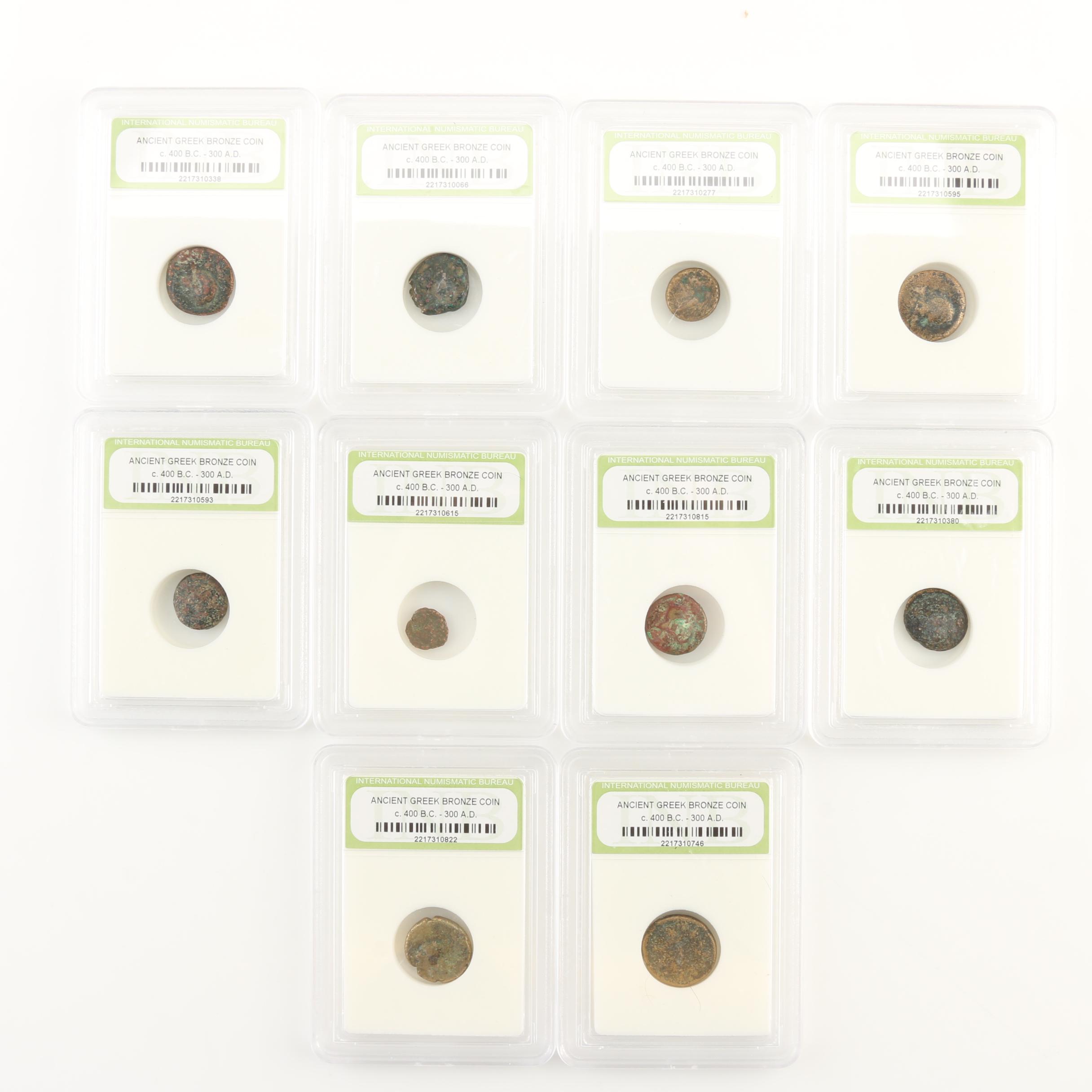 Ten Ancient Greek Bronze Coins