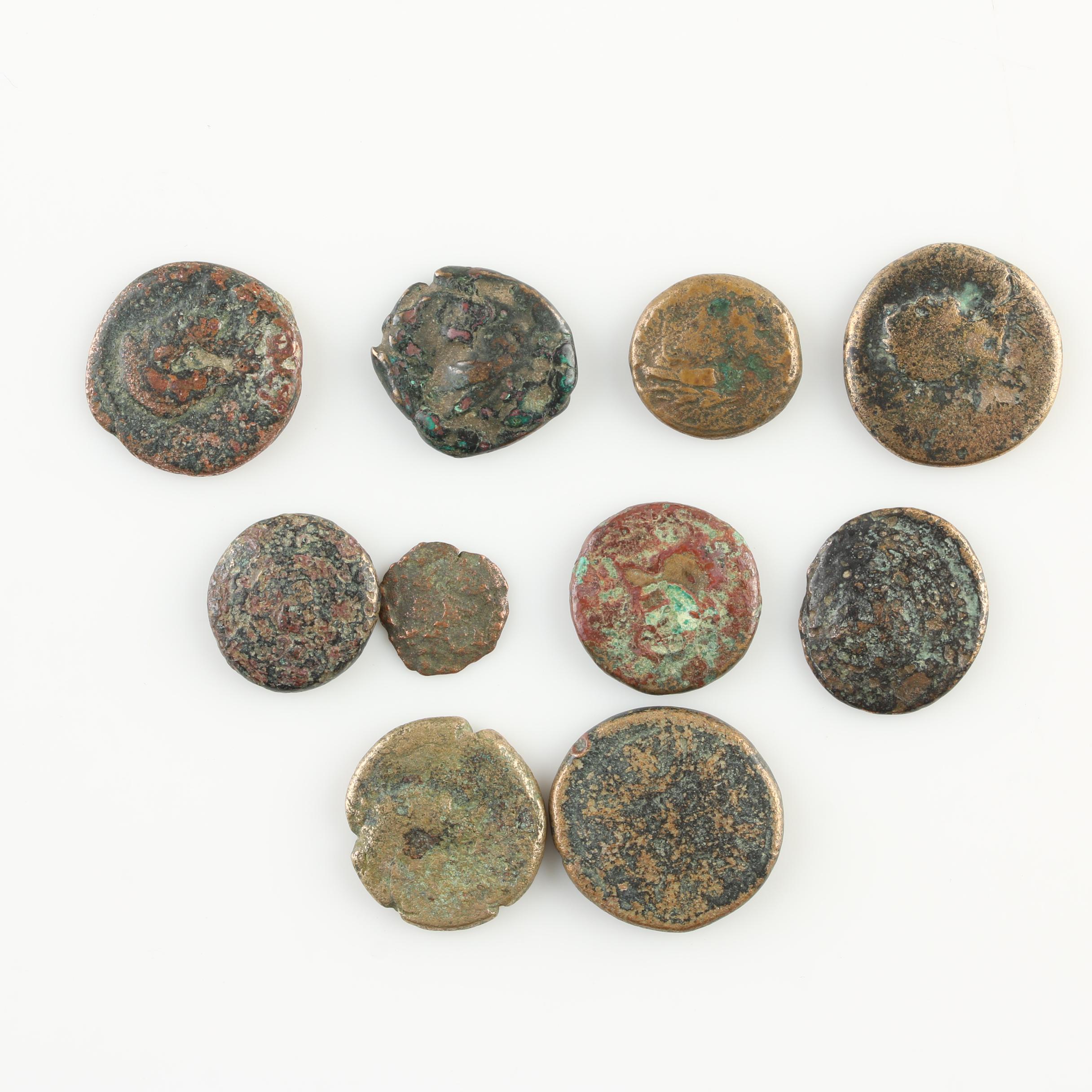 Ten Ancient Greek Bronze Coins