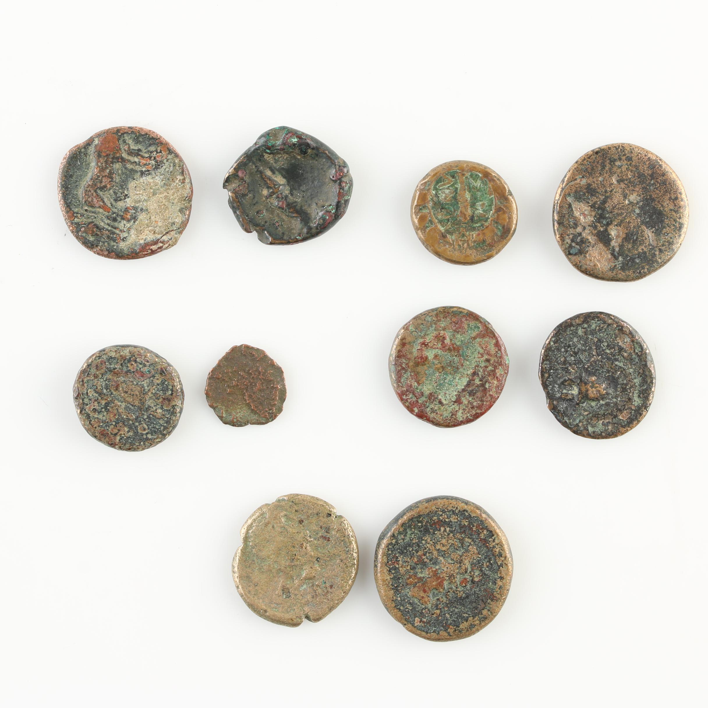 Ten Ancient Greek Bronze Coins