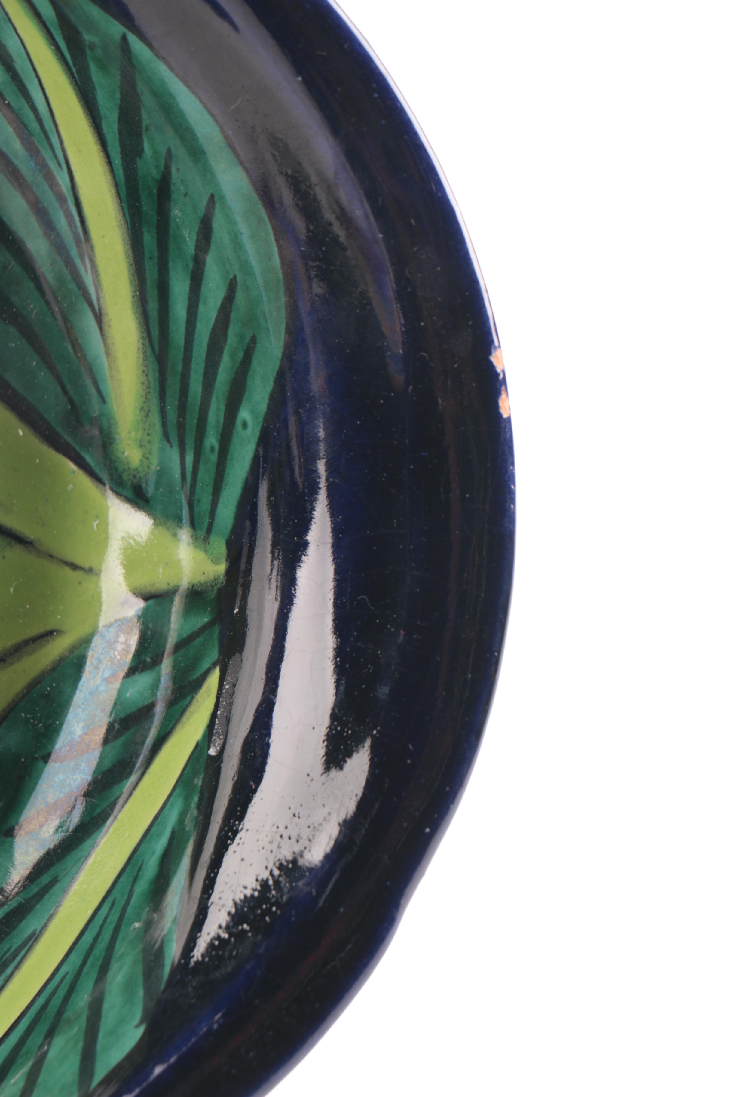Hand-Painted Mexican Calla Lily Earthenware Serving Bowl