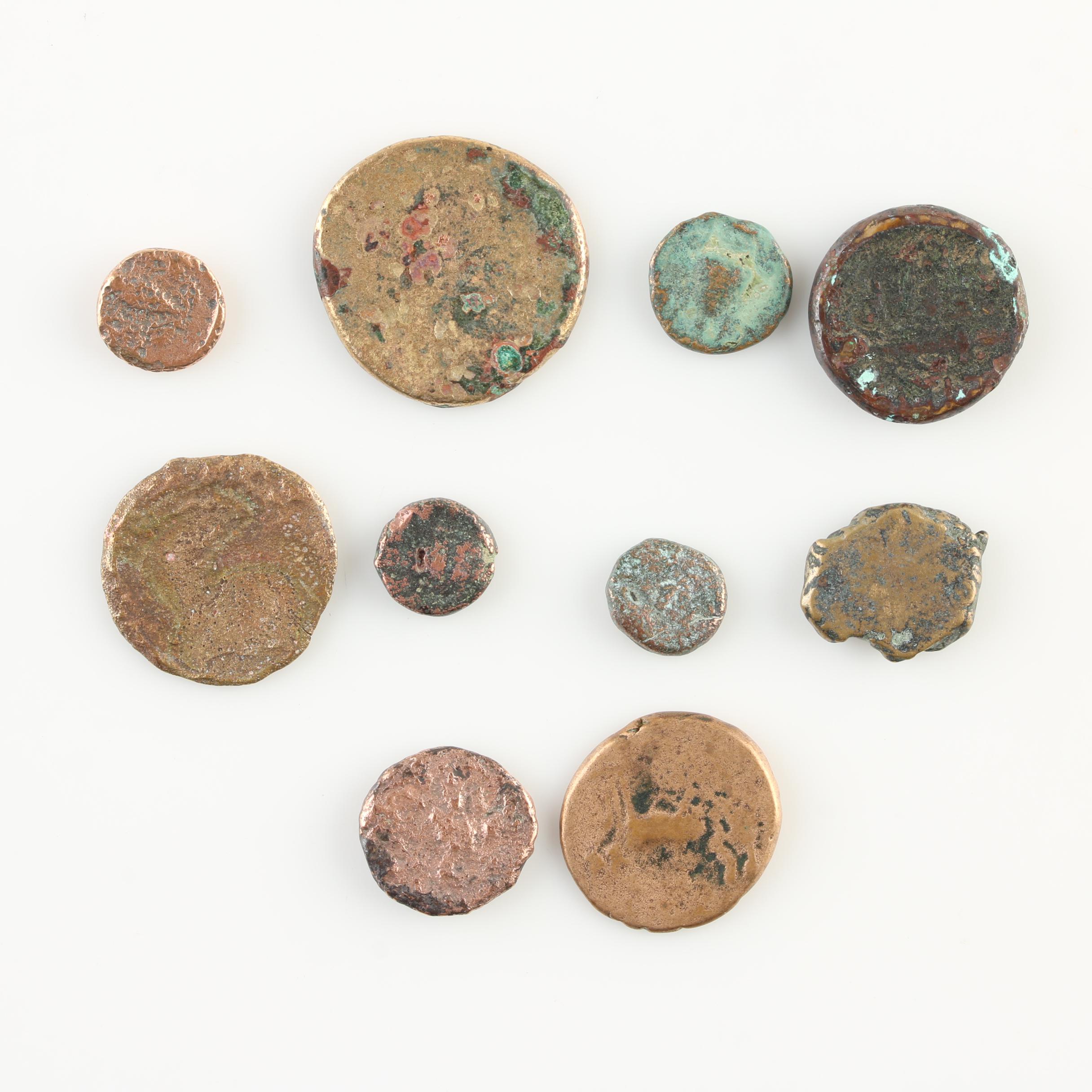 Ten Ancient Greek Bronze Coins
