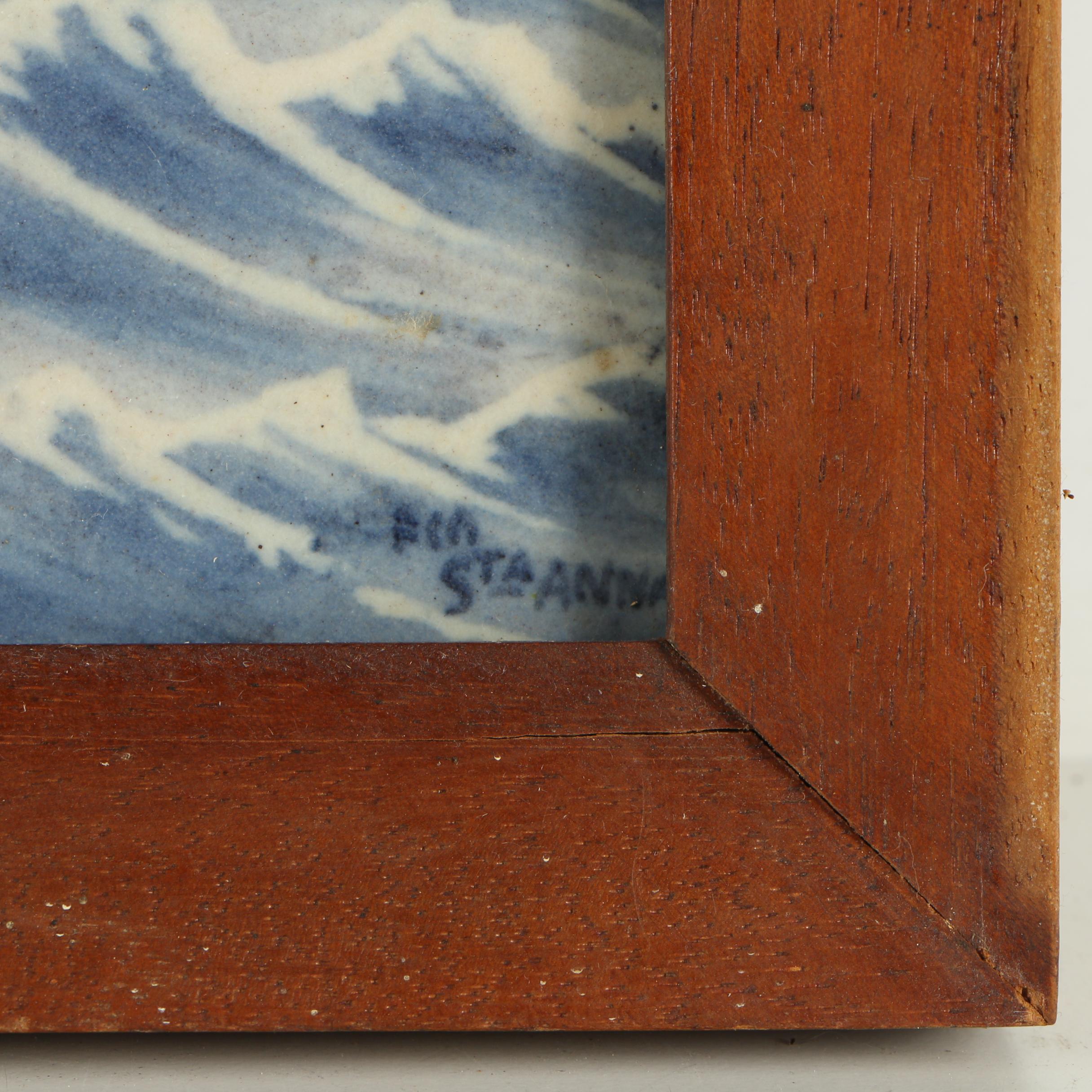 Hand-Painted Blue and White Delft Tiles Featuring Portuguese Sailing Ship