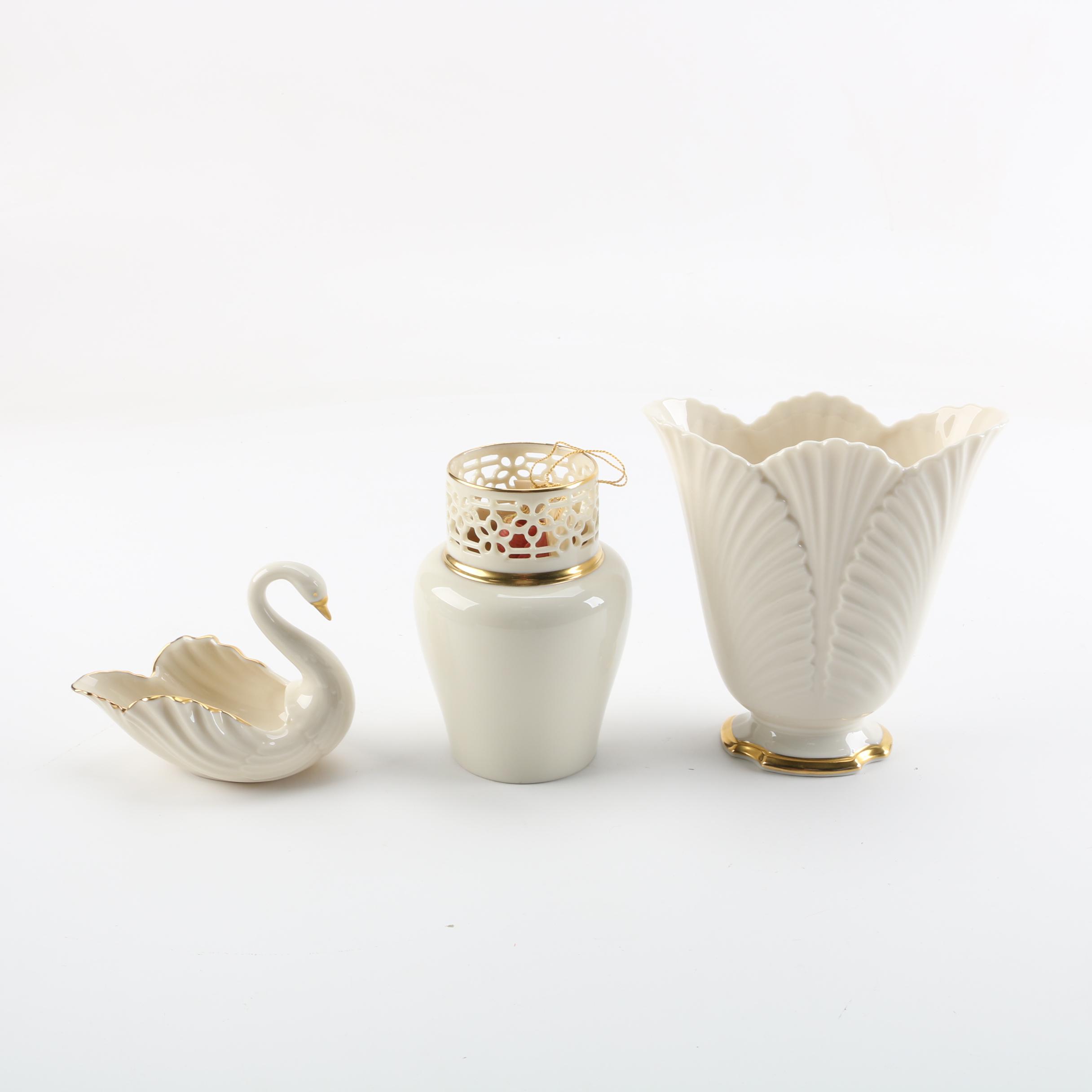 Lenox Swan, Vase, and Potpourri Jar