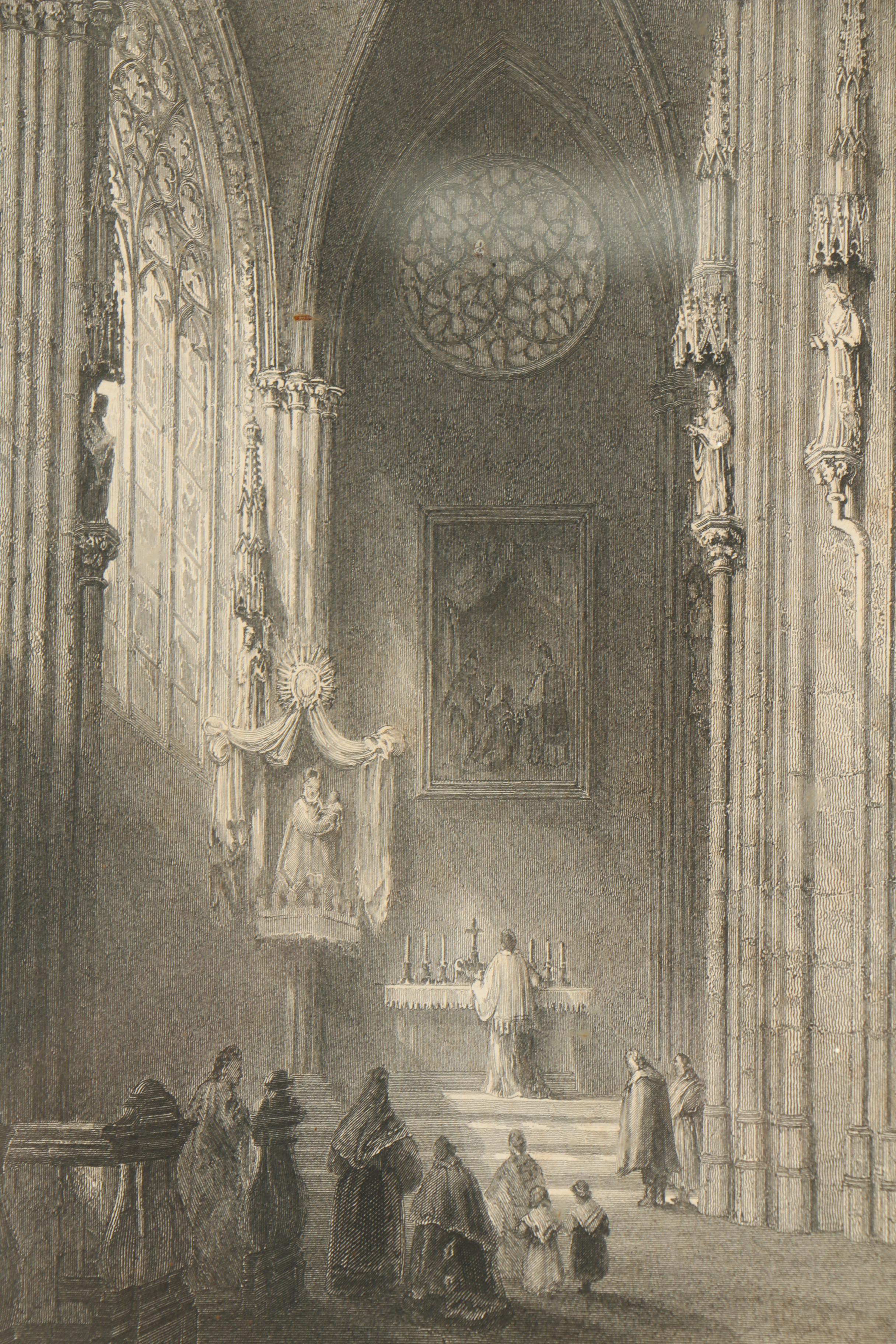 Ebenezer Challis Engraving "St Stephen's Chapel at the Cathedral Vienna"