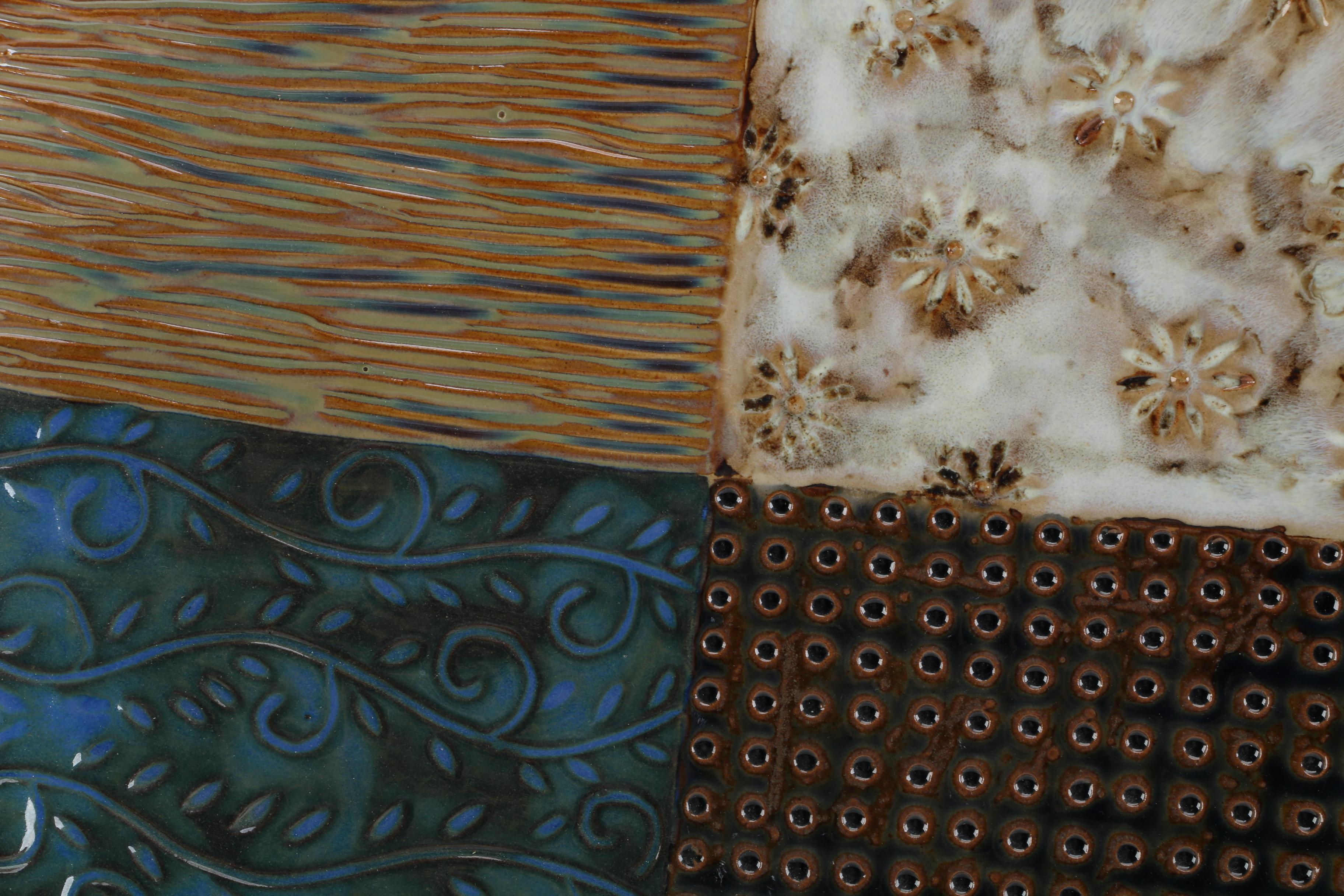 Large Stoneware Cabinet Platter with Metal Stand