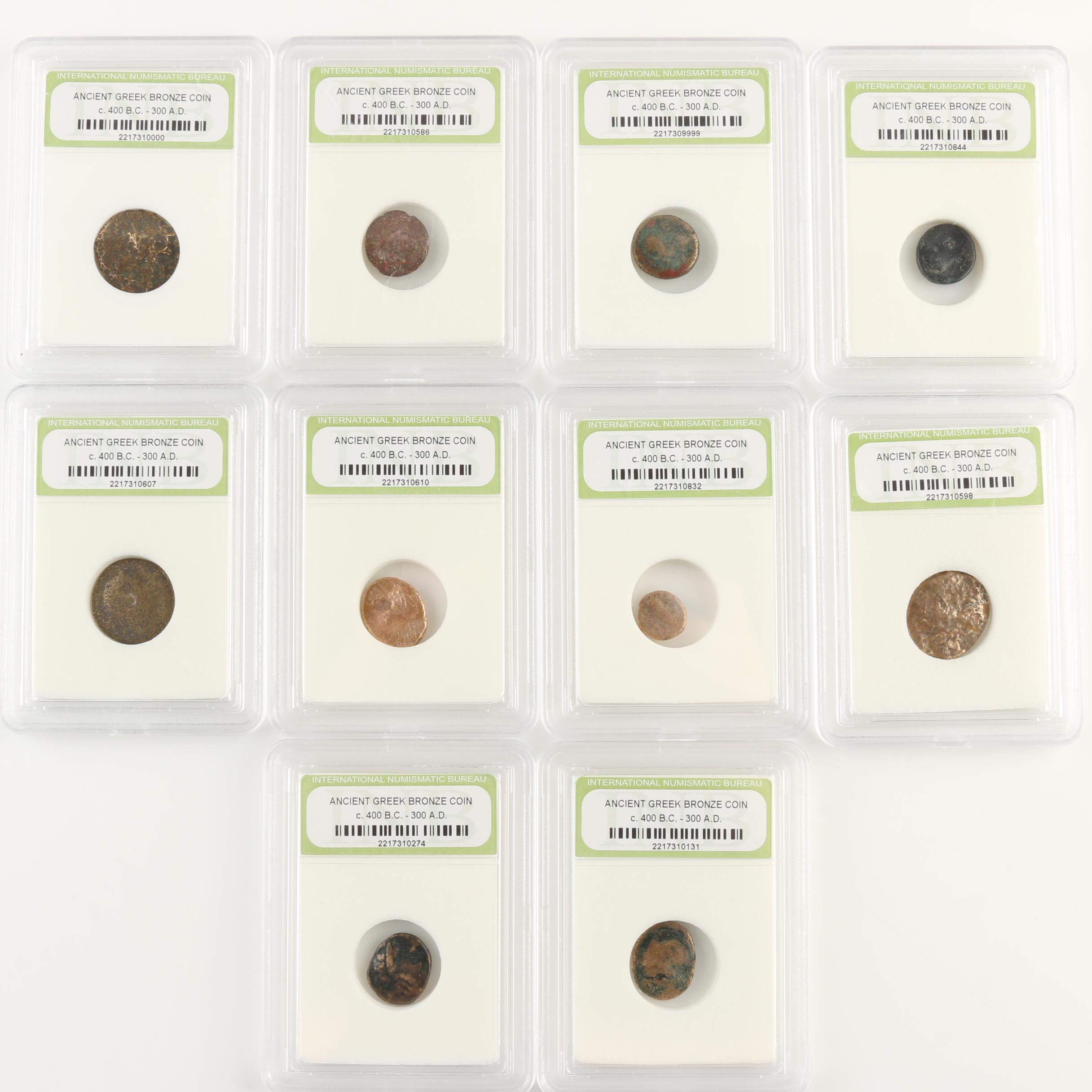 Ten Ancient Greek Bronze Coins