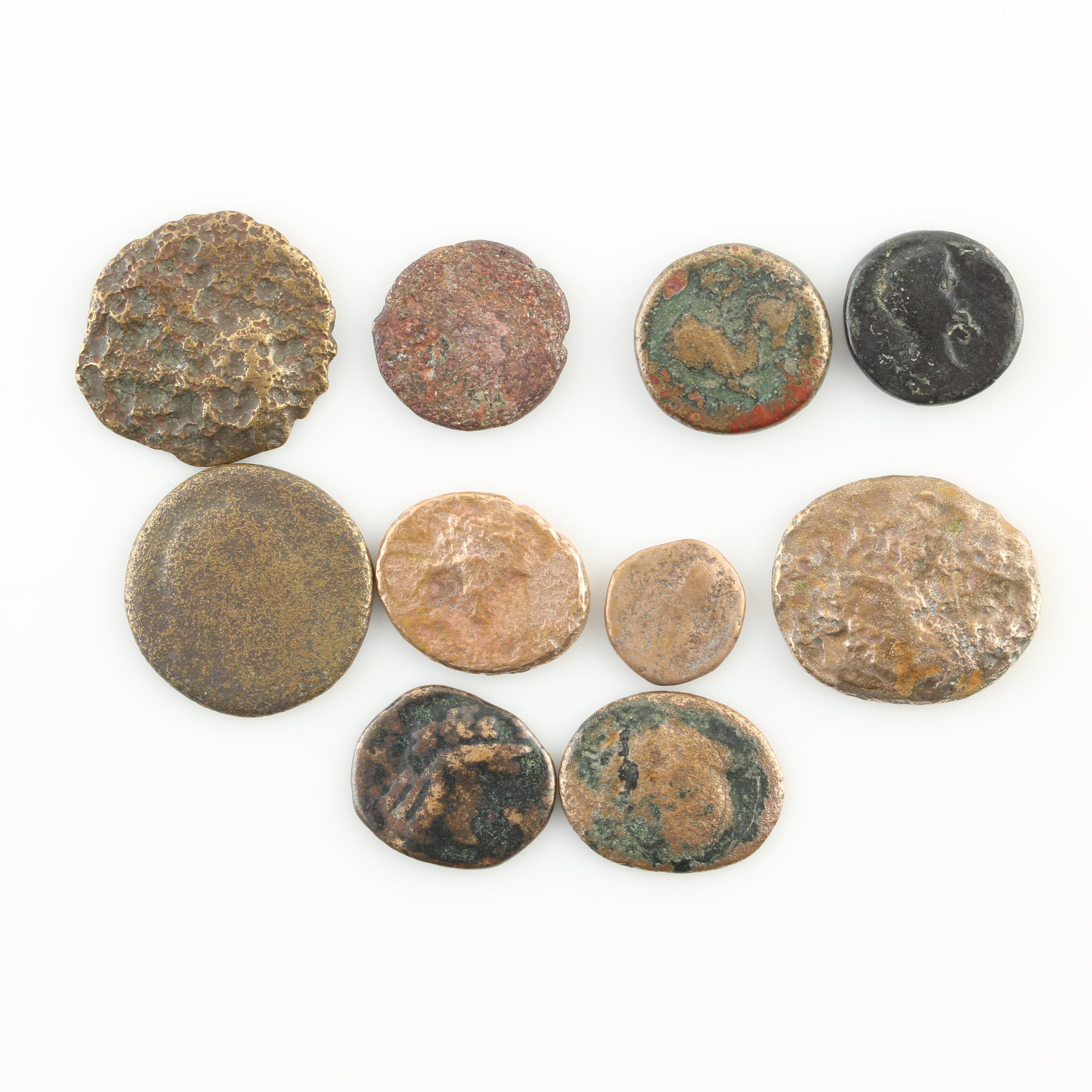 Ten Ancient Greek Bronze Coins