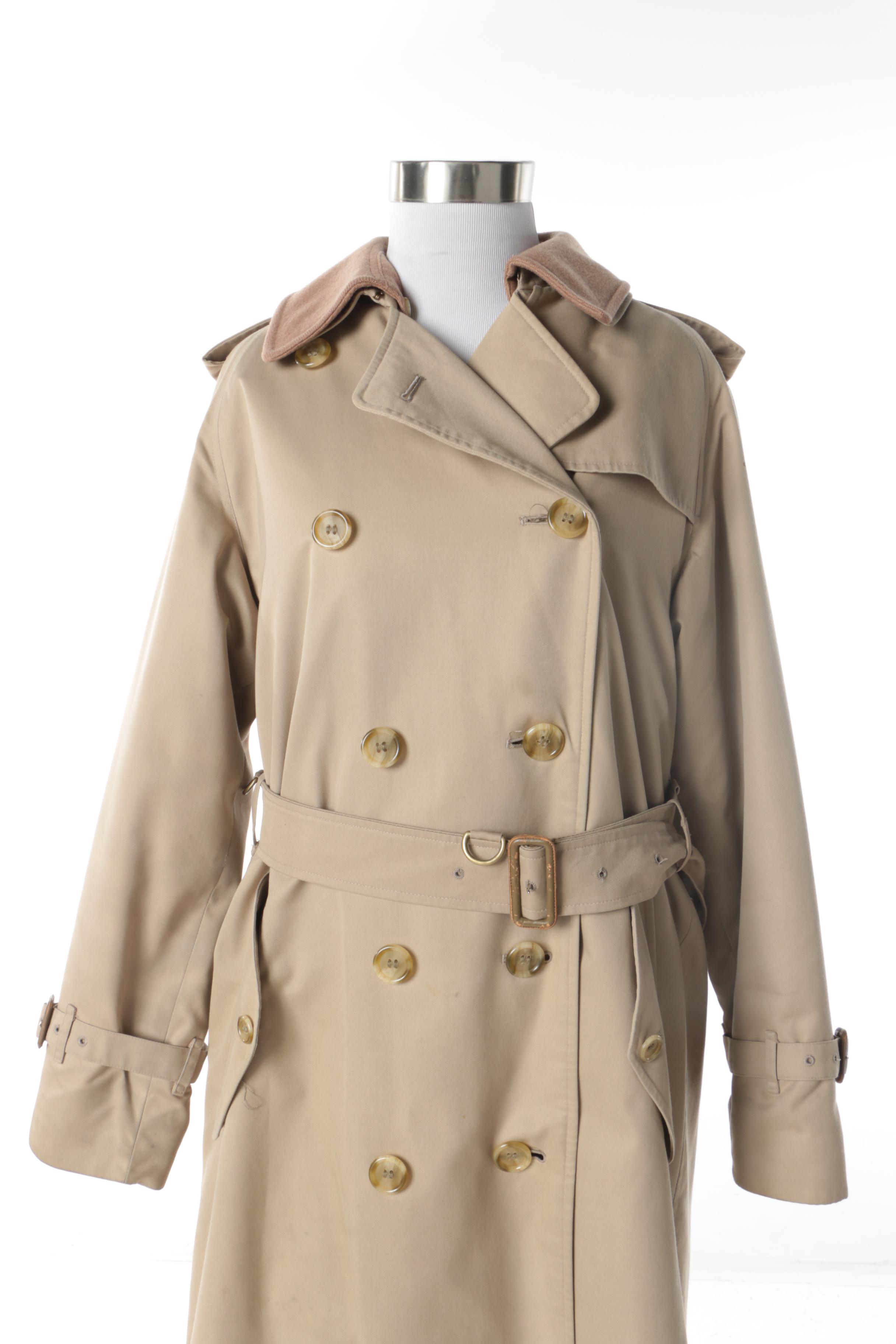 Women's 1980s Vintage Burberry Double-Breasted Trench Coat with Removable Lining