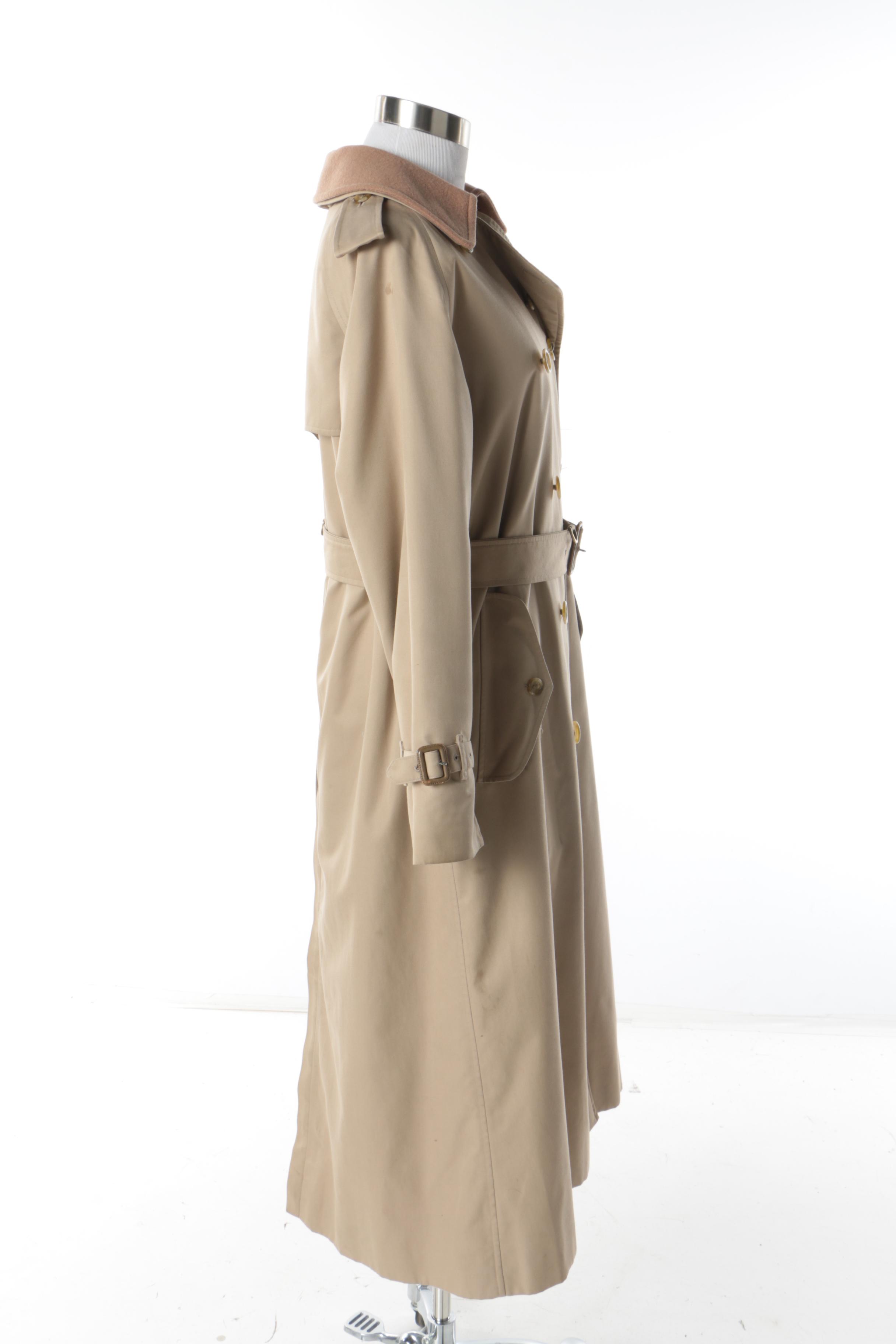 Women's 1980s Vintage Burberry Double-Breasted Trench Coat with Removable Lining