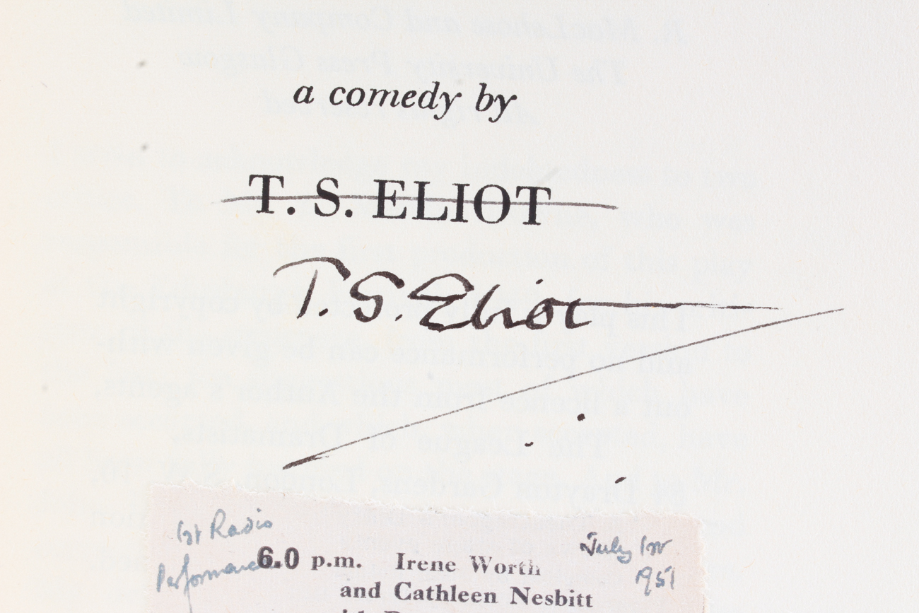 Signed 1950 T.S. Eliot's "The Cocktail Party"