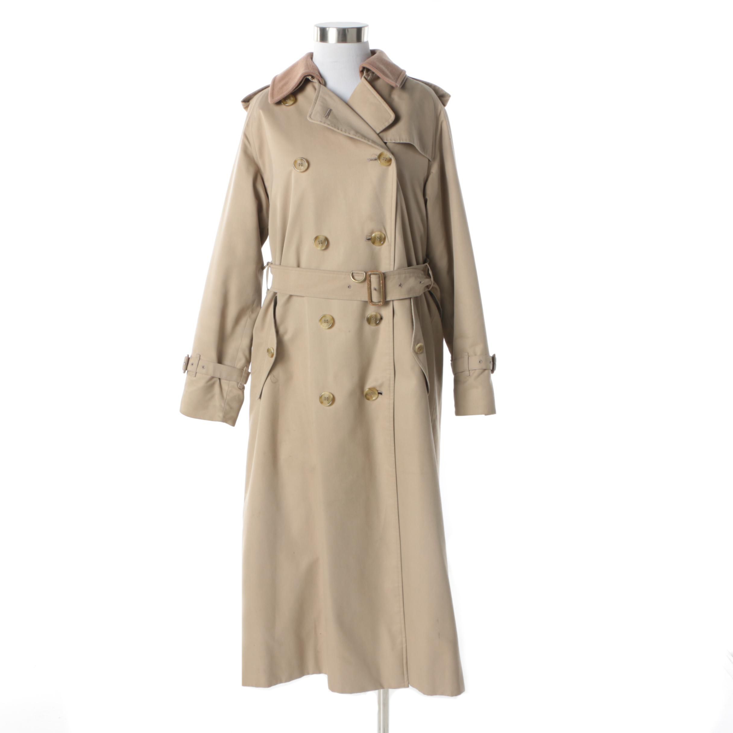 Women's 1980s Vintage Burberry Double-Breasted Trench Coat with Removable Lining