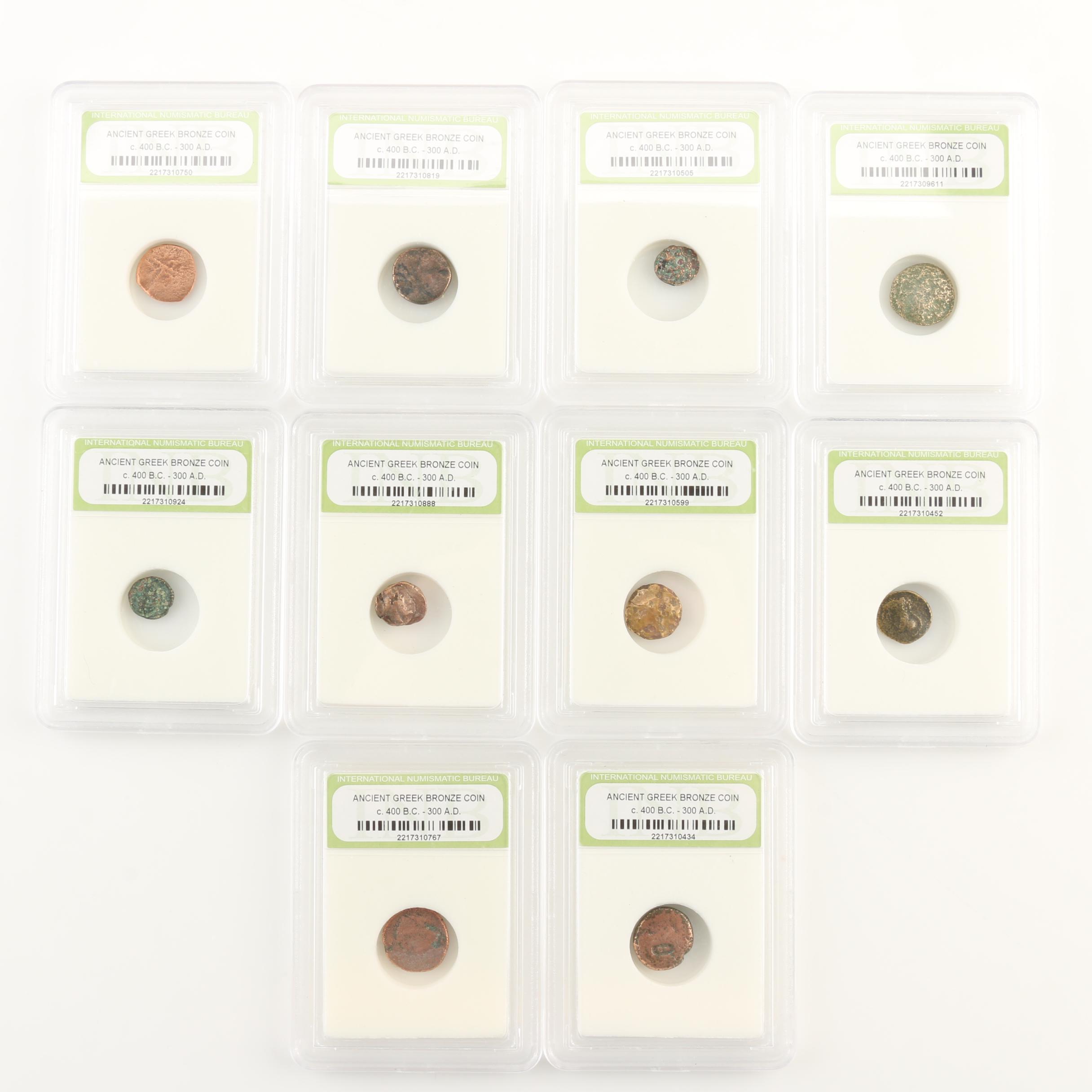 Ten Ancient Greek Bronze Coins