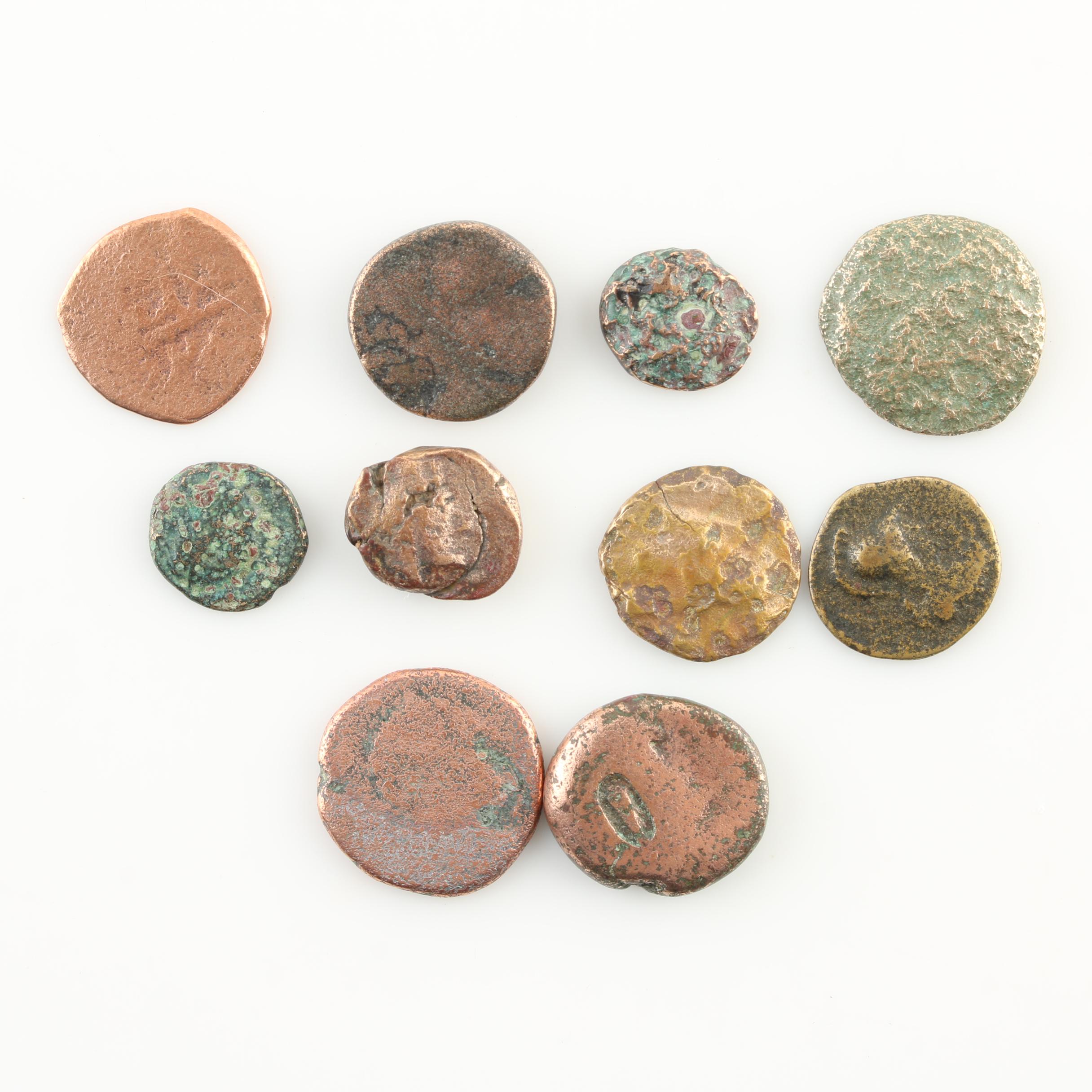 Ten Ancient Greek Bronze Coins