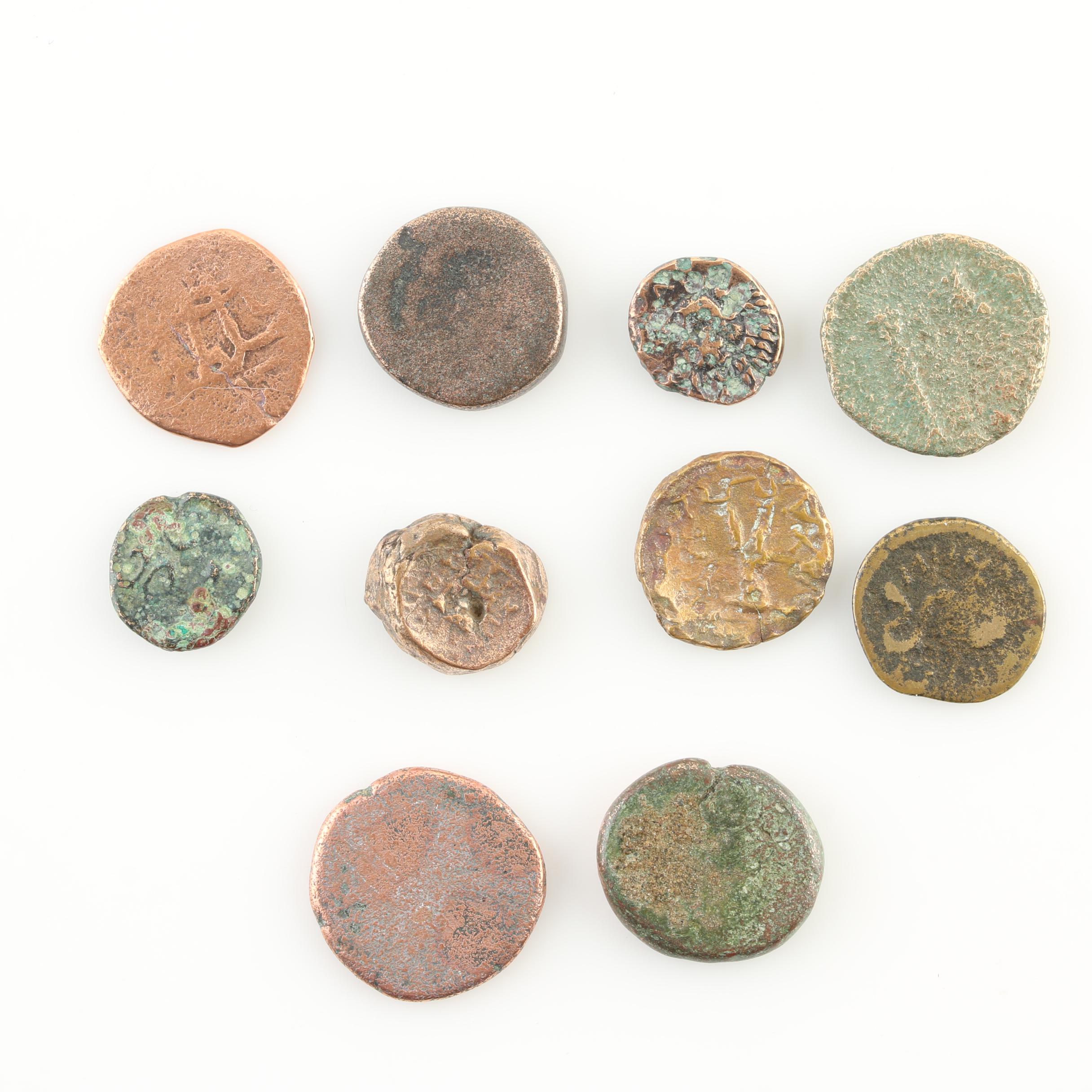 Ten Ancient Greek Bronze Coins