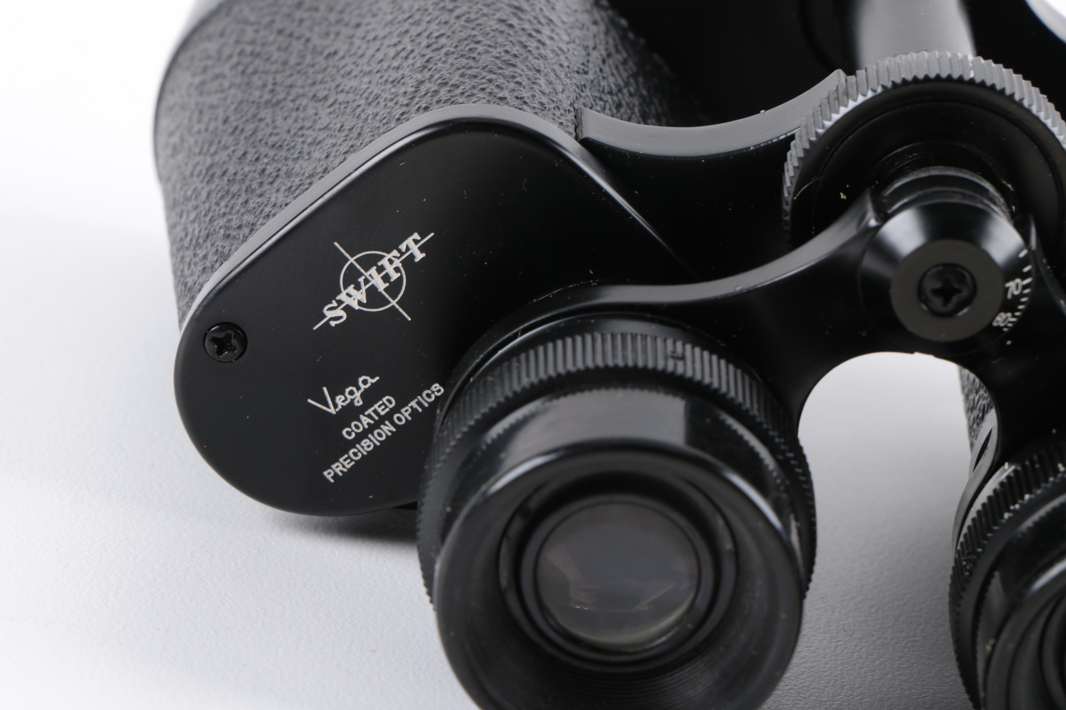 Vintage Swift Vega Oceanic Binoculars and Canon Binoculars with Cases