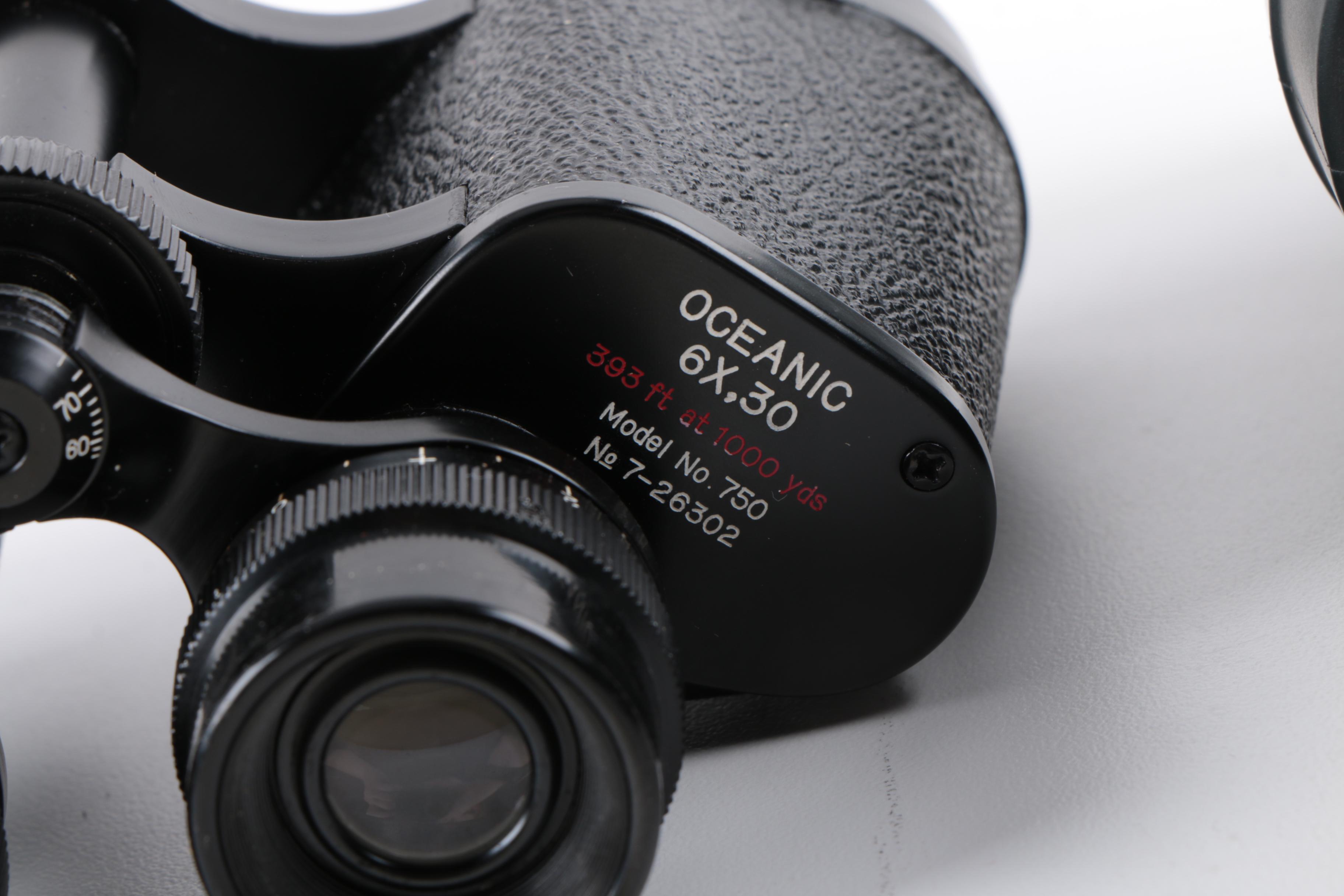 Vintage Swift Vega Oceanic Binoculars and Canon Binoculars with Cases