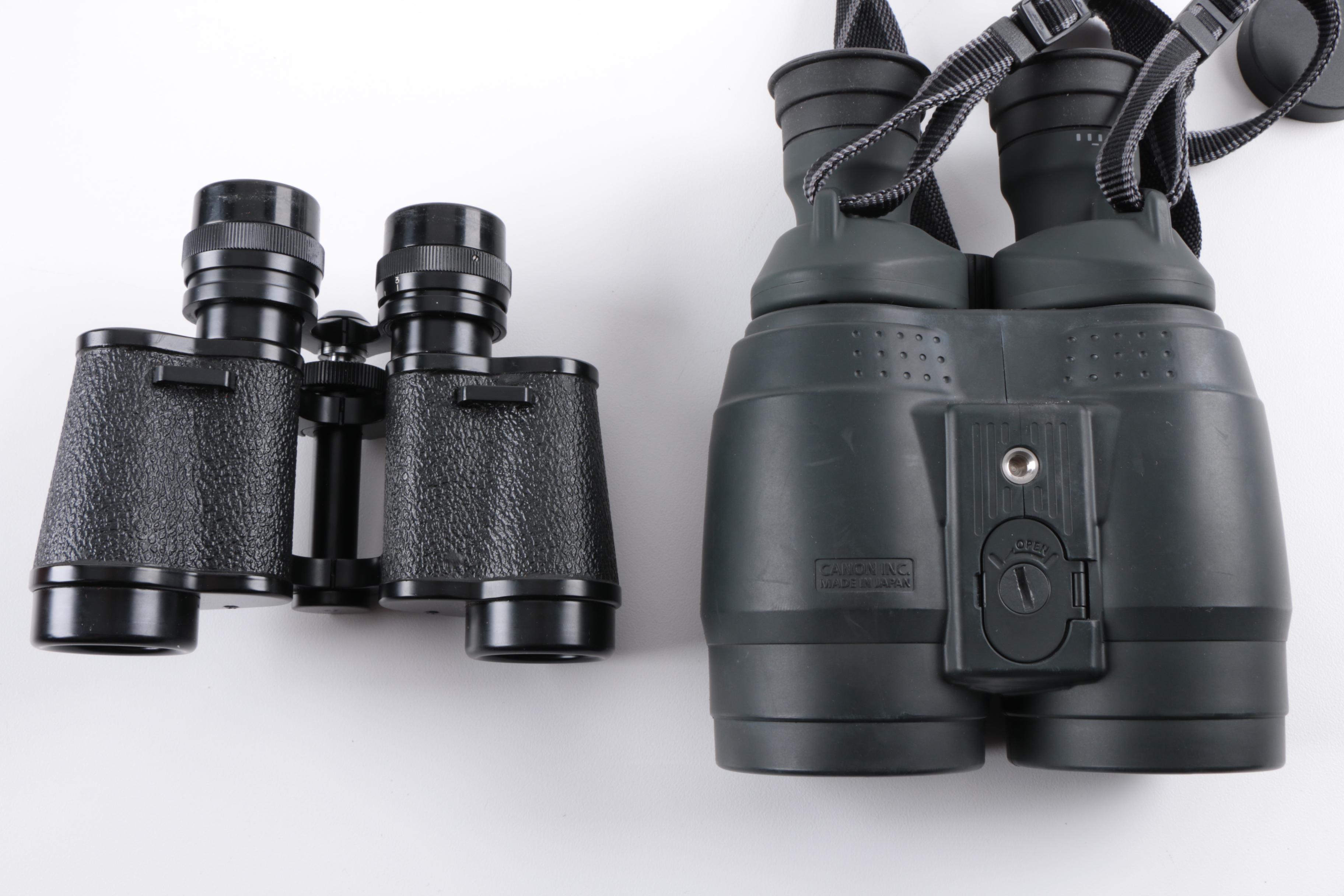 Vintage Swift Vega Oceanic Binoculars and Canon Binoculars with Cases