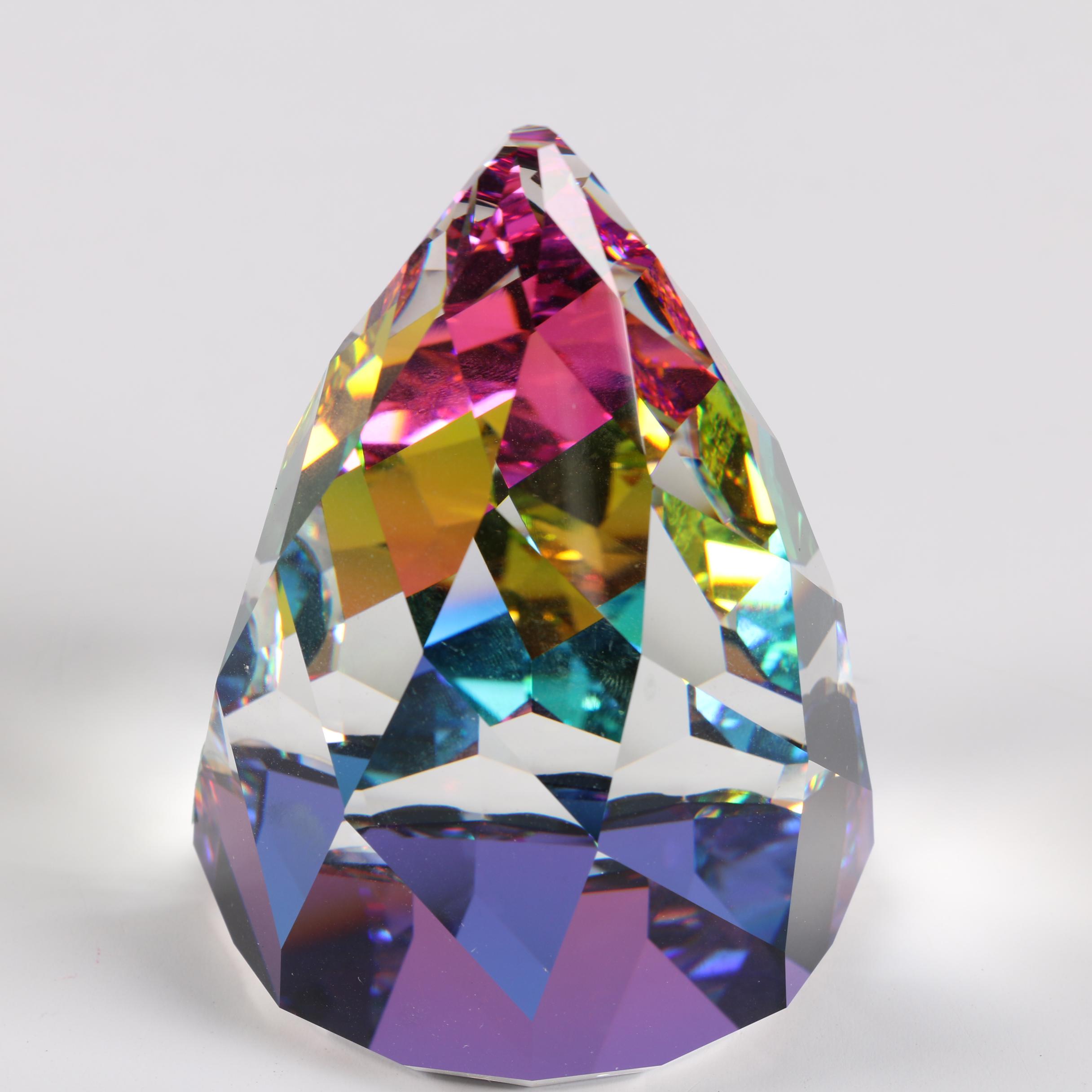 Swarovski Crystal Cone-Shaped Vitrail Paperweight