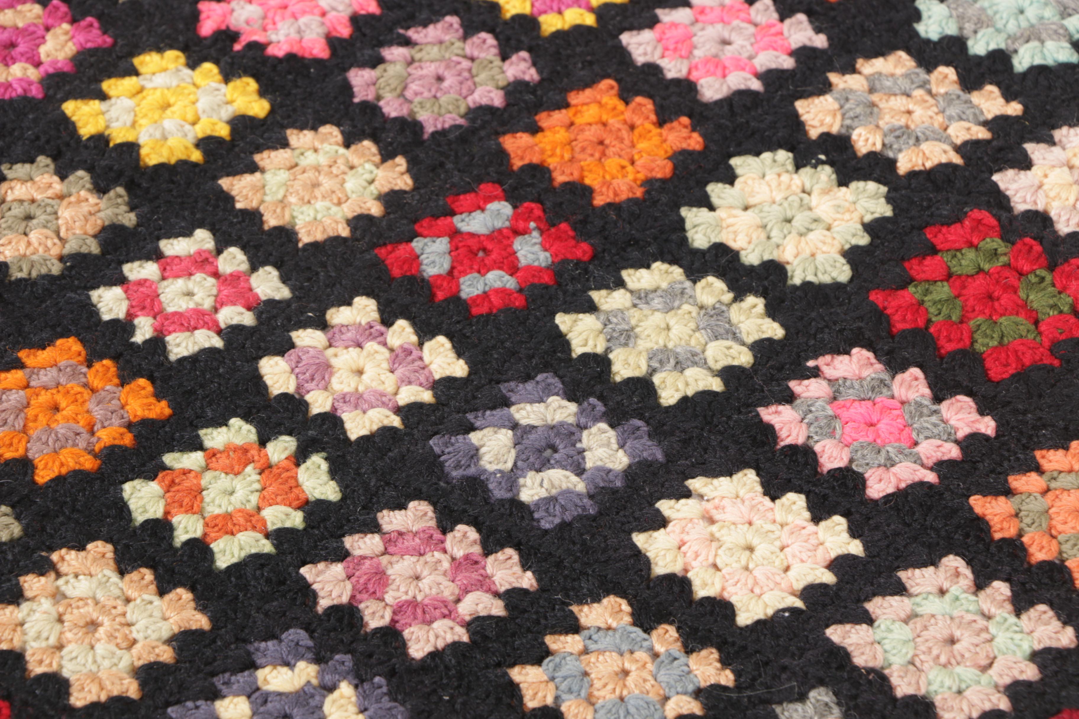 Vintage Hand Crocheted "Granny Square" Afghan