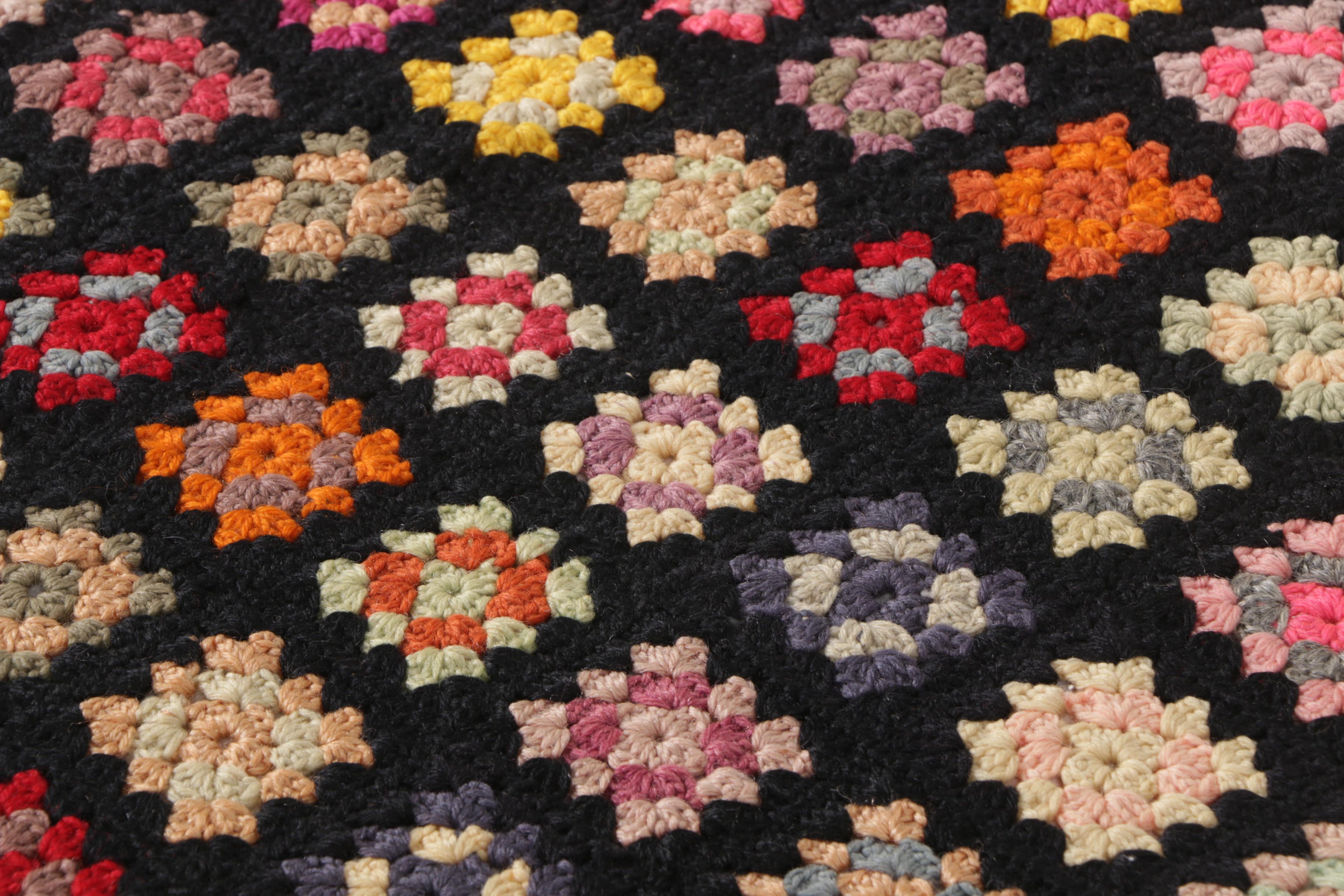 Vintage Hand Crocheted "Granny Square" Afghan