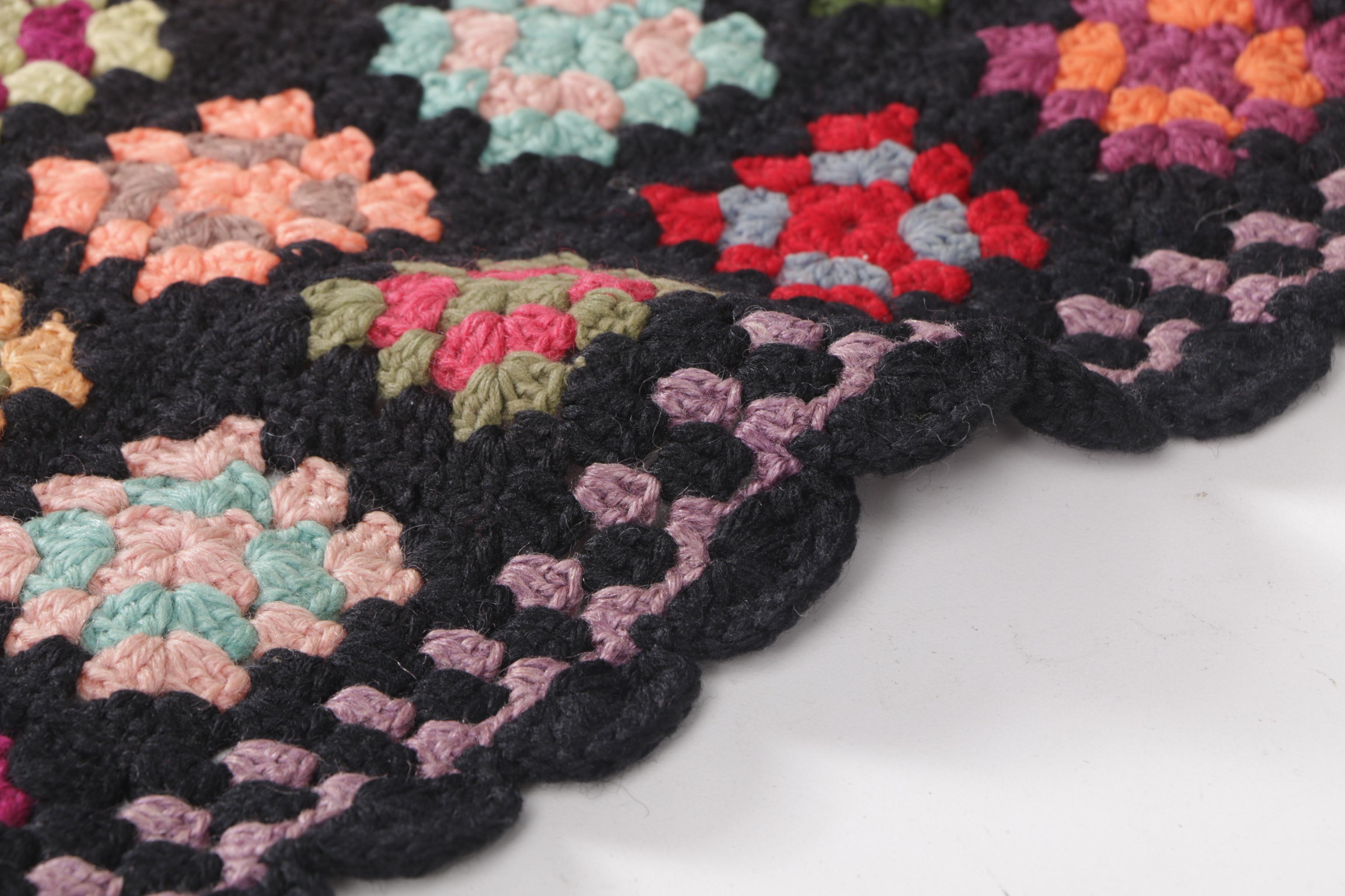 Vintage Hand Crocheted "Granny Square" Afghan