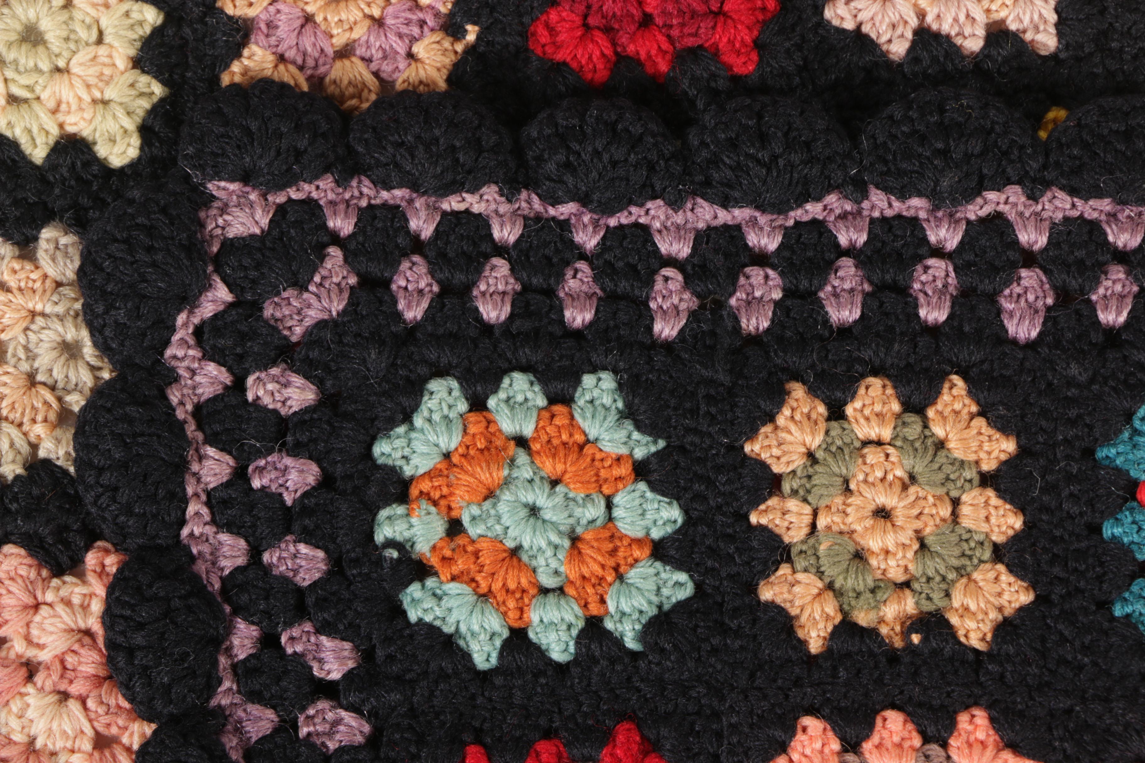 Vintage Hand Crocheted "Granny Square" Afghan