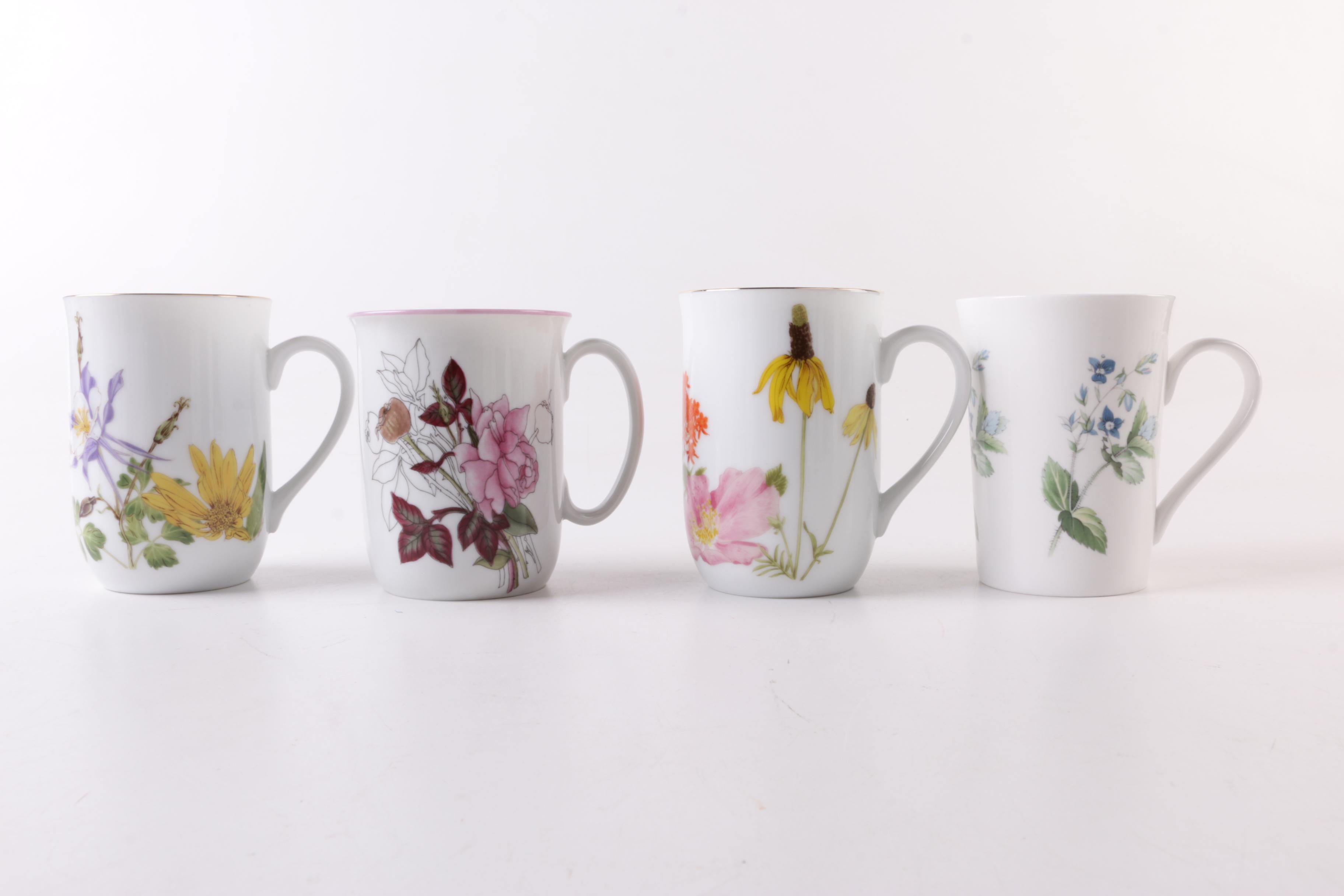 Vintage Floral Bone China Mugs Featuring Royal Albert