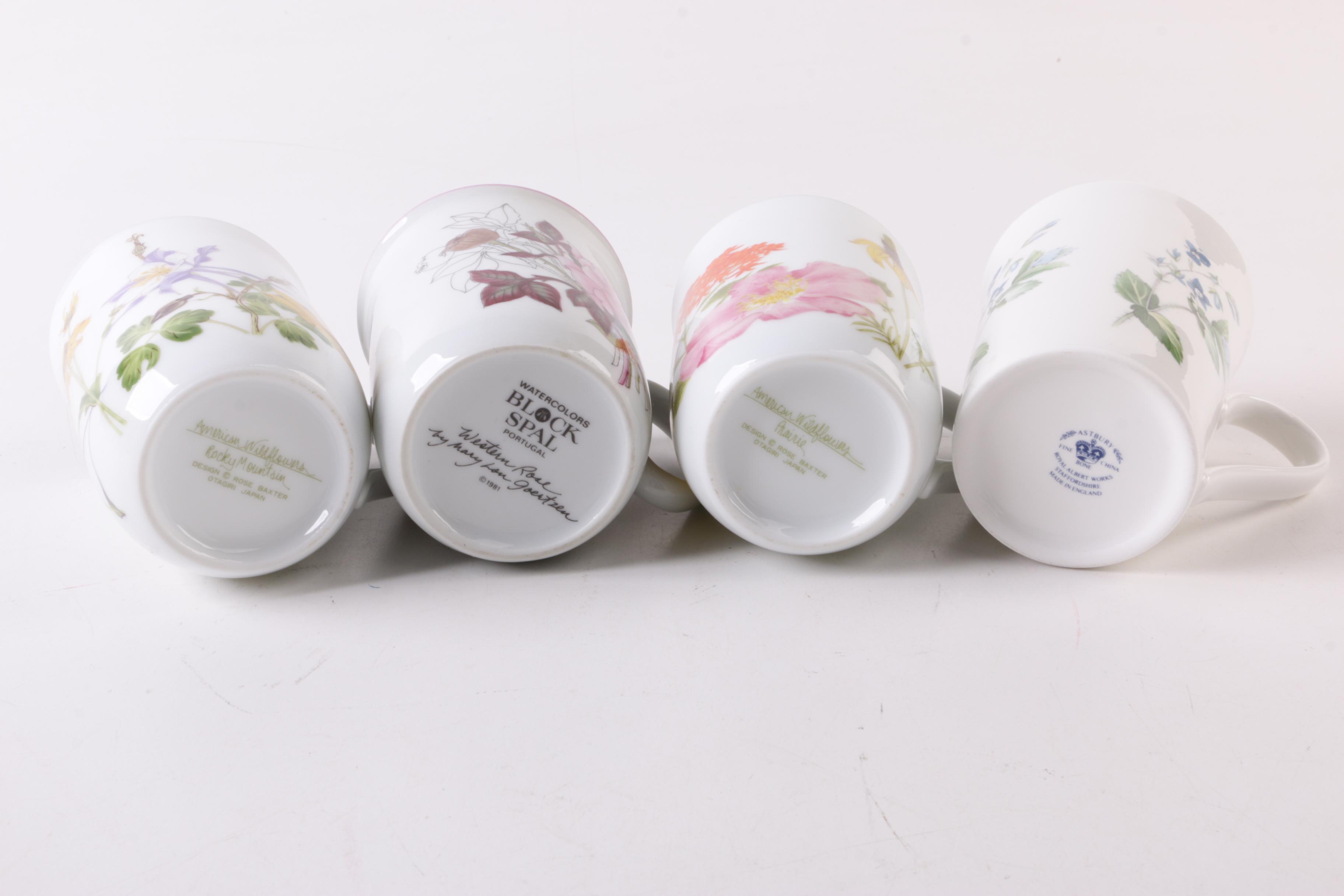 Vintage Floral Bone China Mugs Featuring Royal Albert