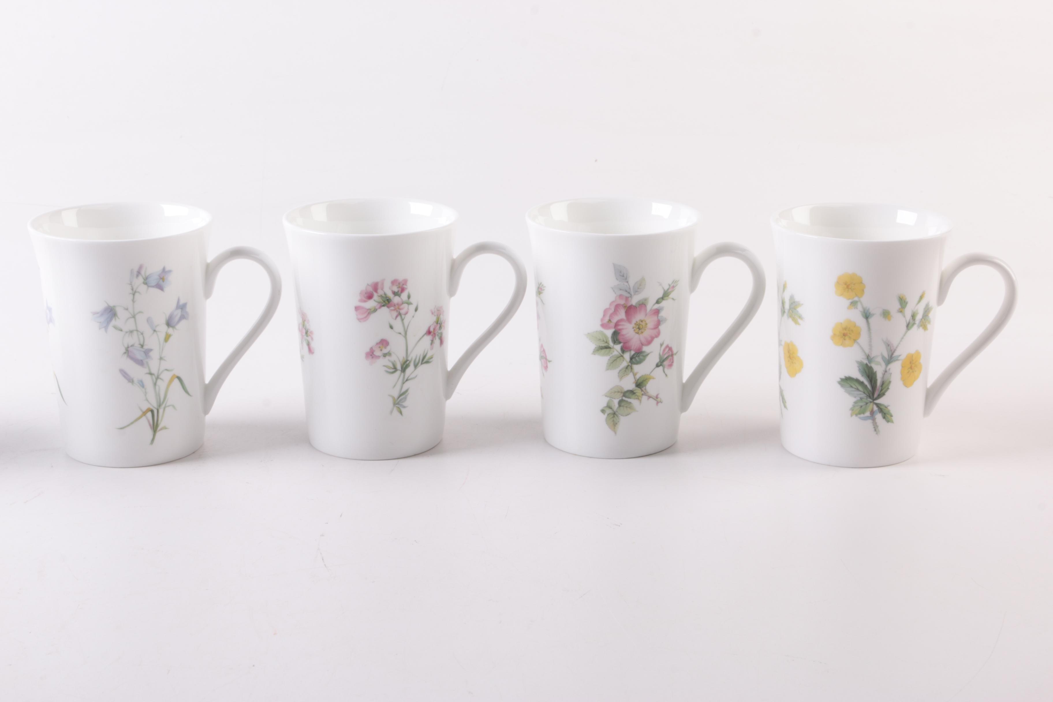 Vintage Floral Bone China Mugs Featuring Royal Albert