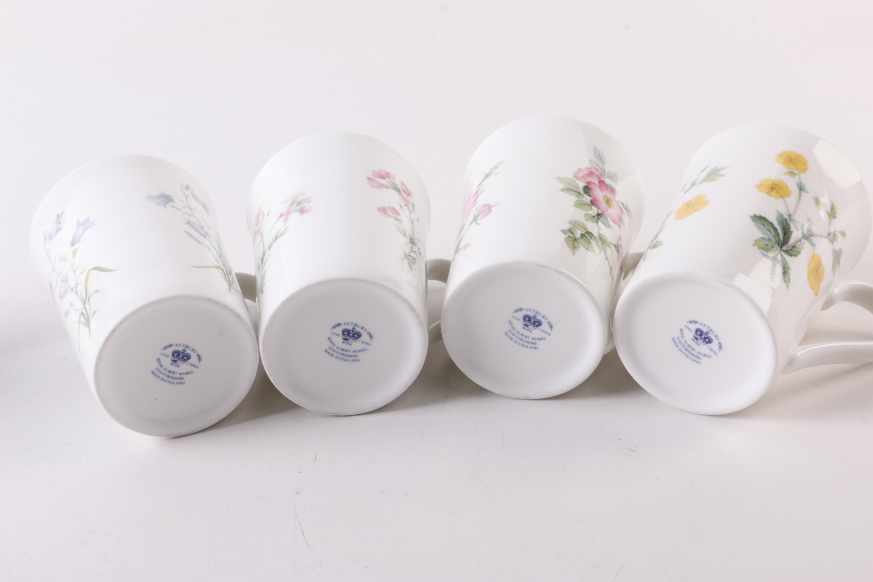 Vintage Floral Bone China Mugs Featuring Royal Albert