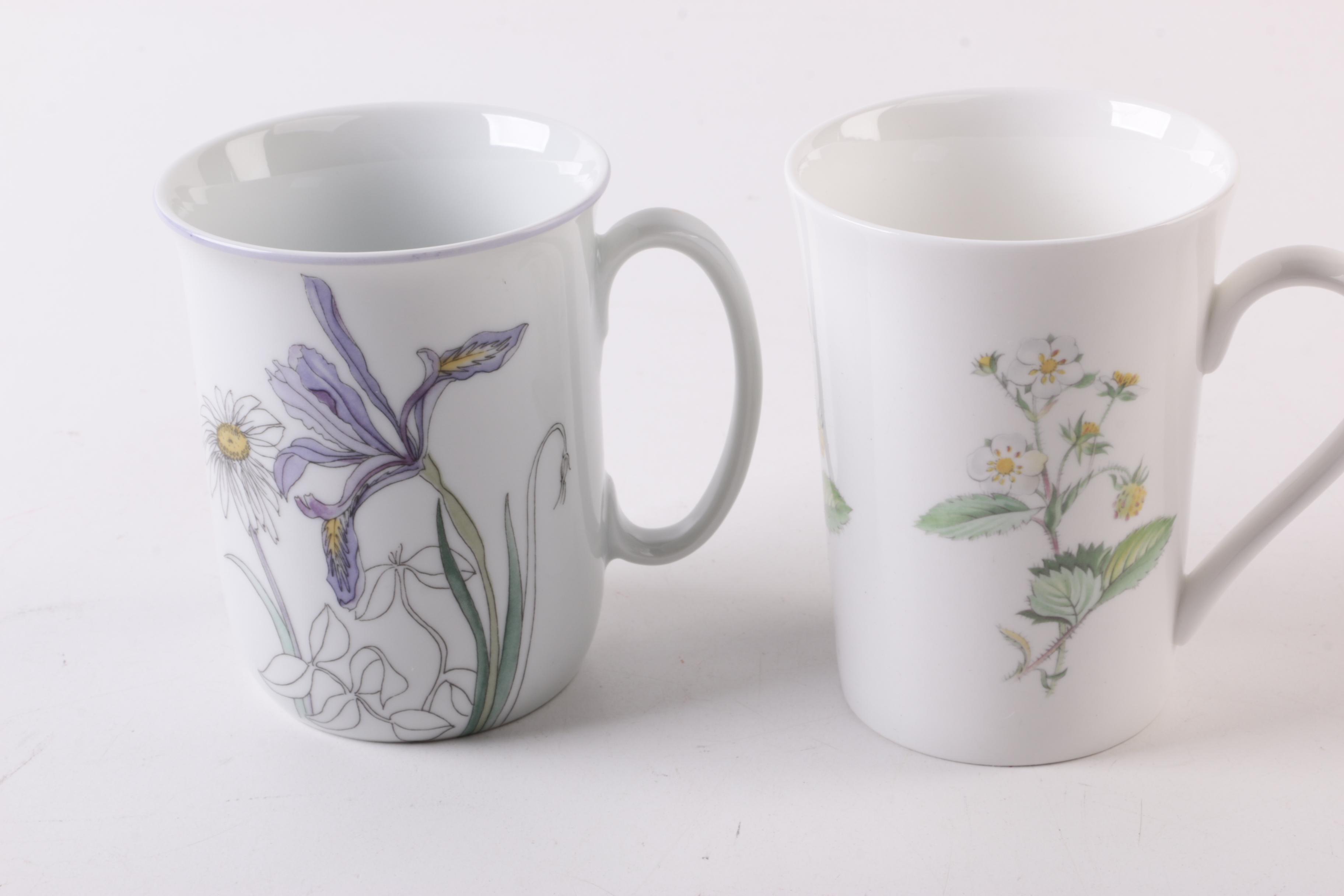 Vintage Floral Bone China Mugs Featuring Royal Albert