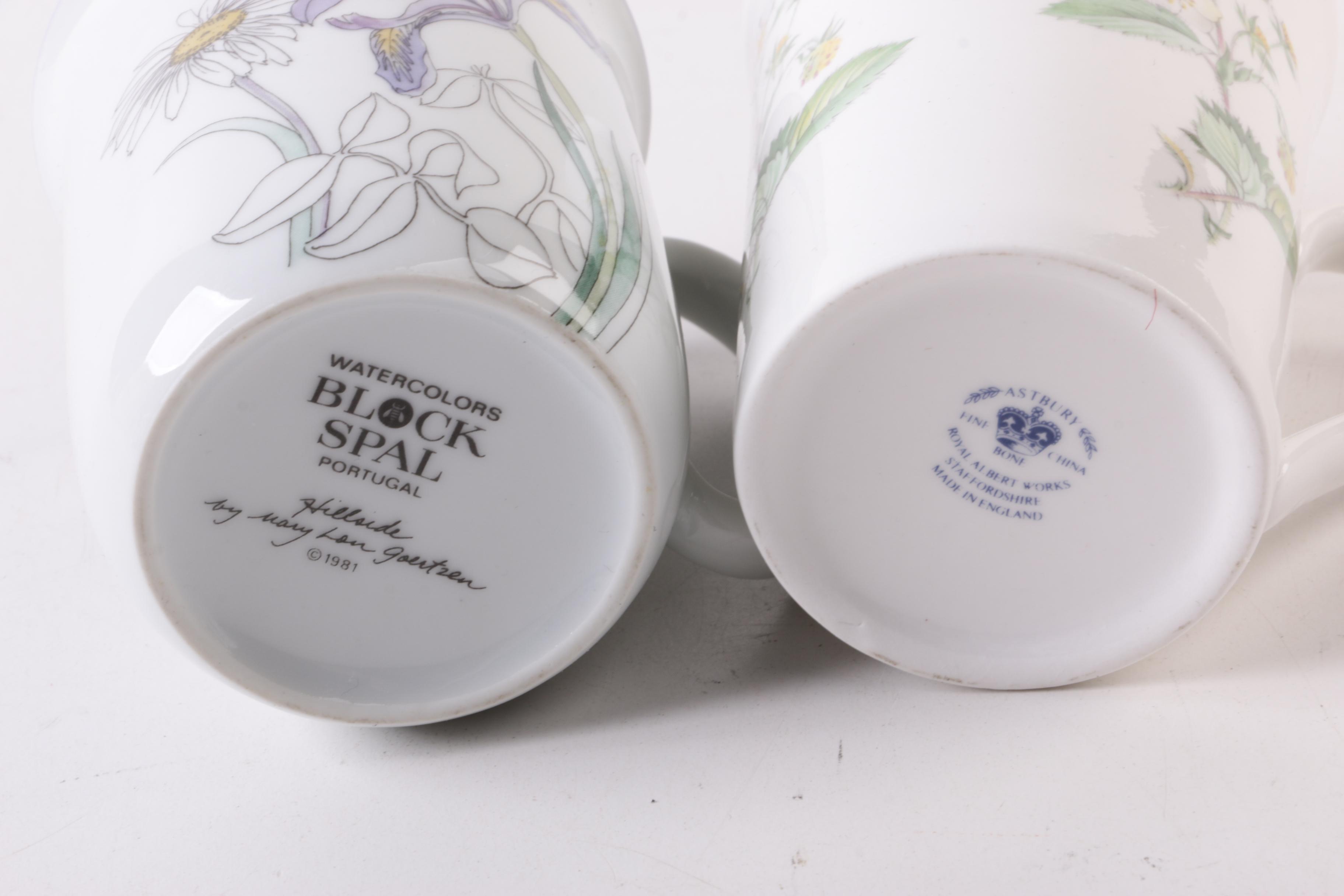 Vintage Floral Bone China Mugs Featuring Royal Albert