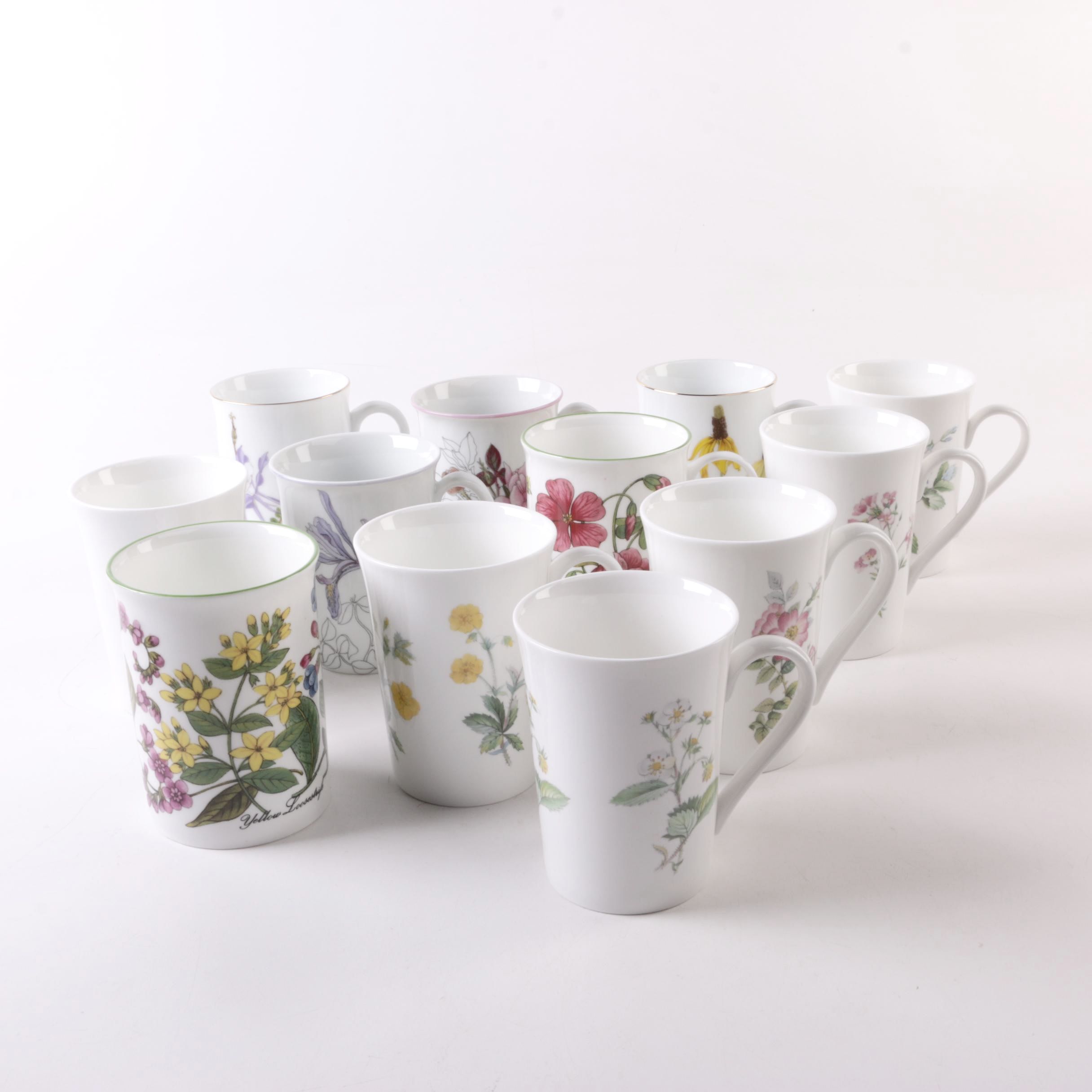 Vintage Floral Bone China Mugs Featuring Royal Albert