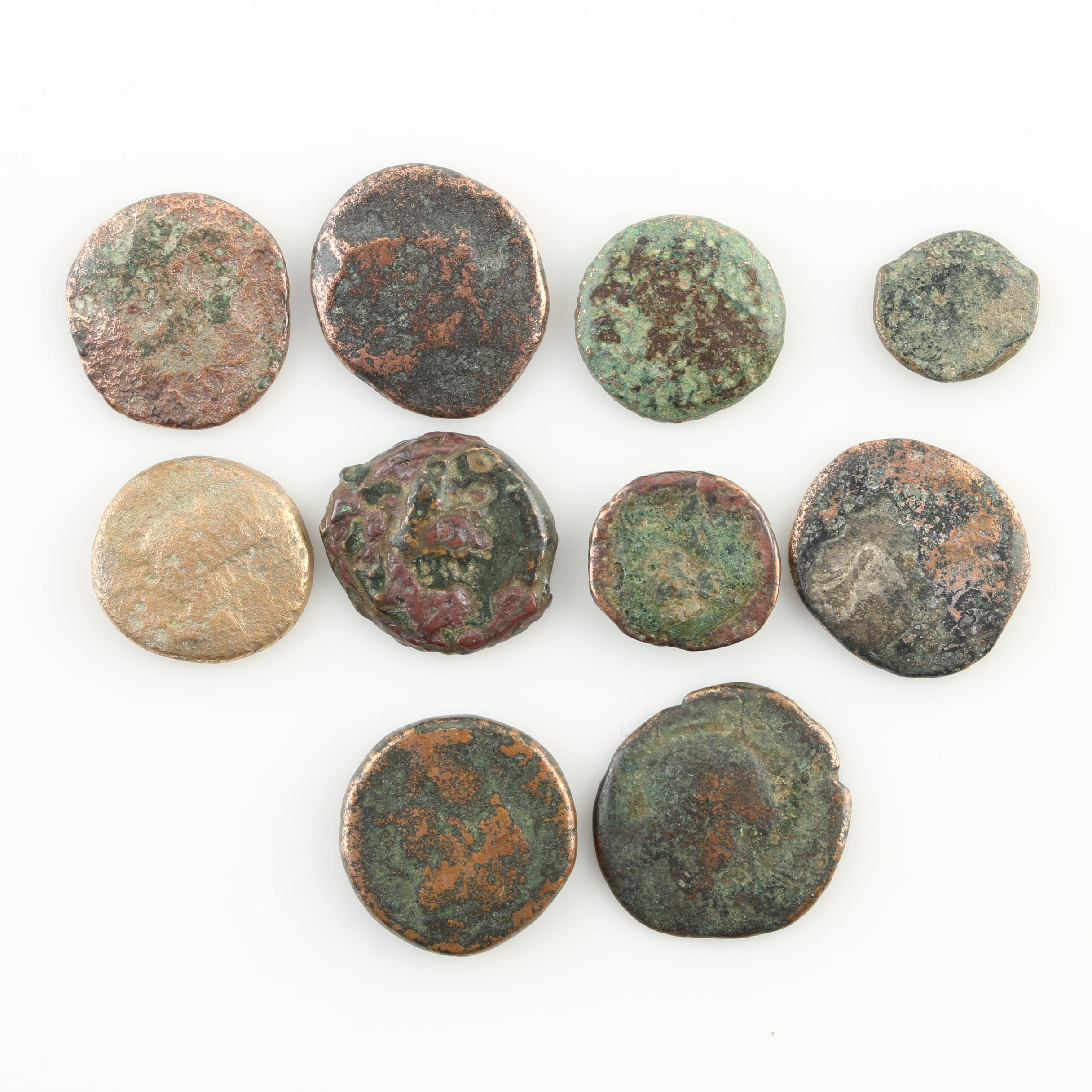 Ten Ancient Greek Bronze Coins
